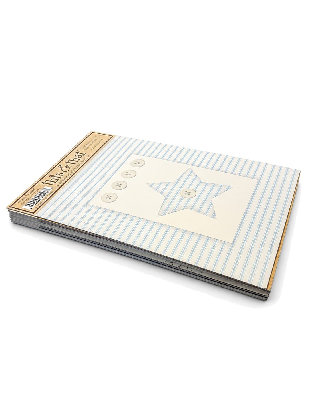 This & That Fresh Fabrics Blue Ticking Scrapbook Paper Pack TH0035