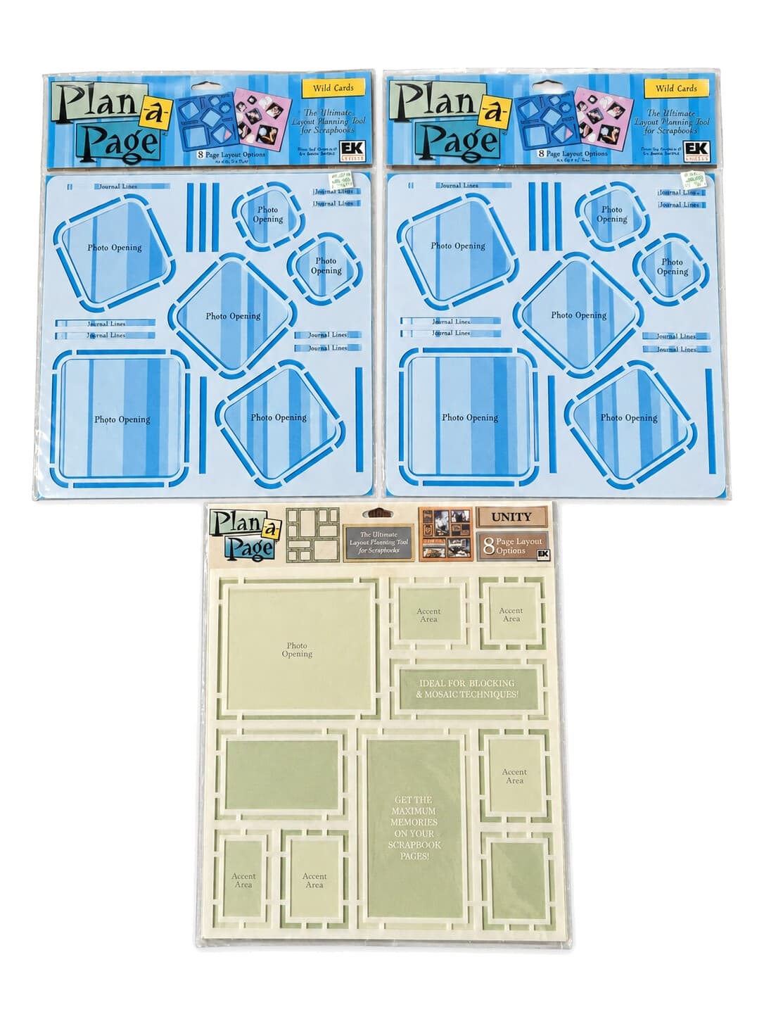 EK Success Plan-a-Page Scrapbook Layout Tool Set Wild Cards & Unity