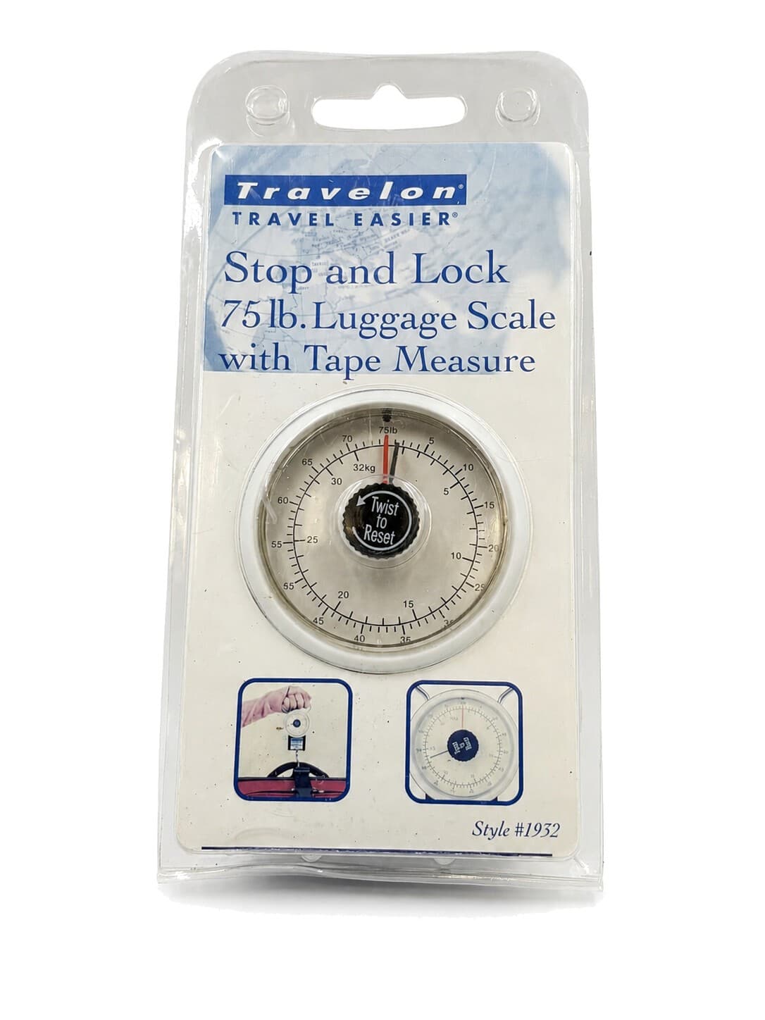 Travelon 19325 Stop & Lock 75 lb Luggage Scale Tape Measure New Sealed