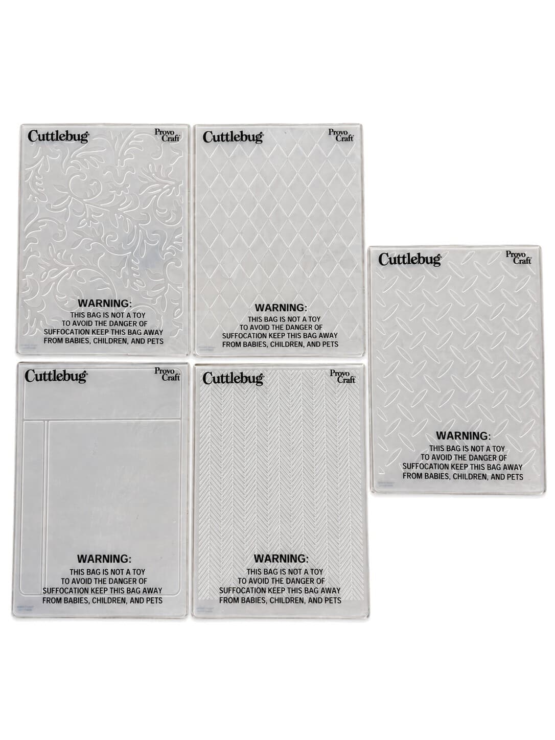 Provo Craft Cuttlebug Embossing Folders Lot of 5 Floral Geometric Patterns