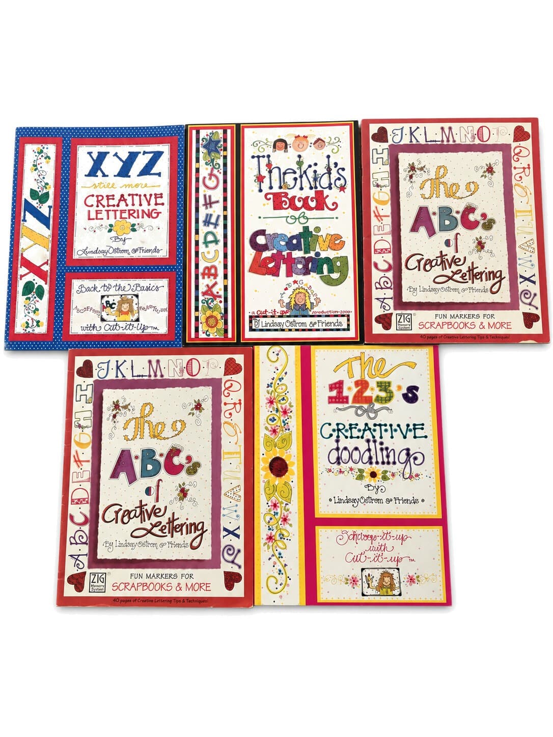 Lindsay Ostrom Cut-It-Up Creative Lettering Books Lot of 5