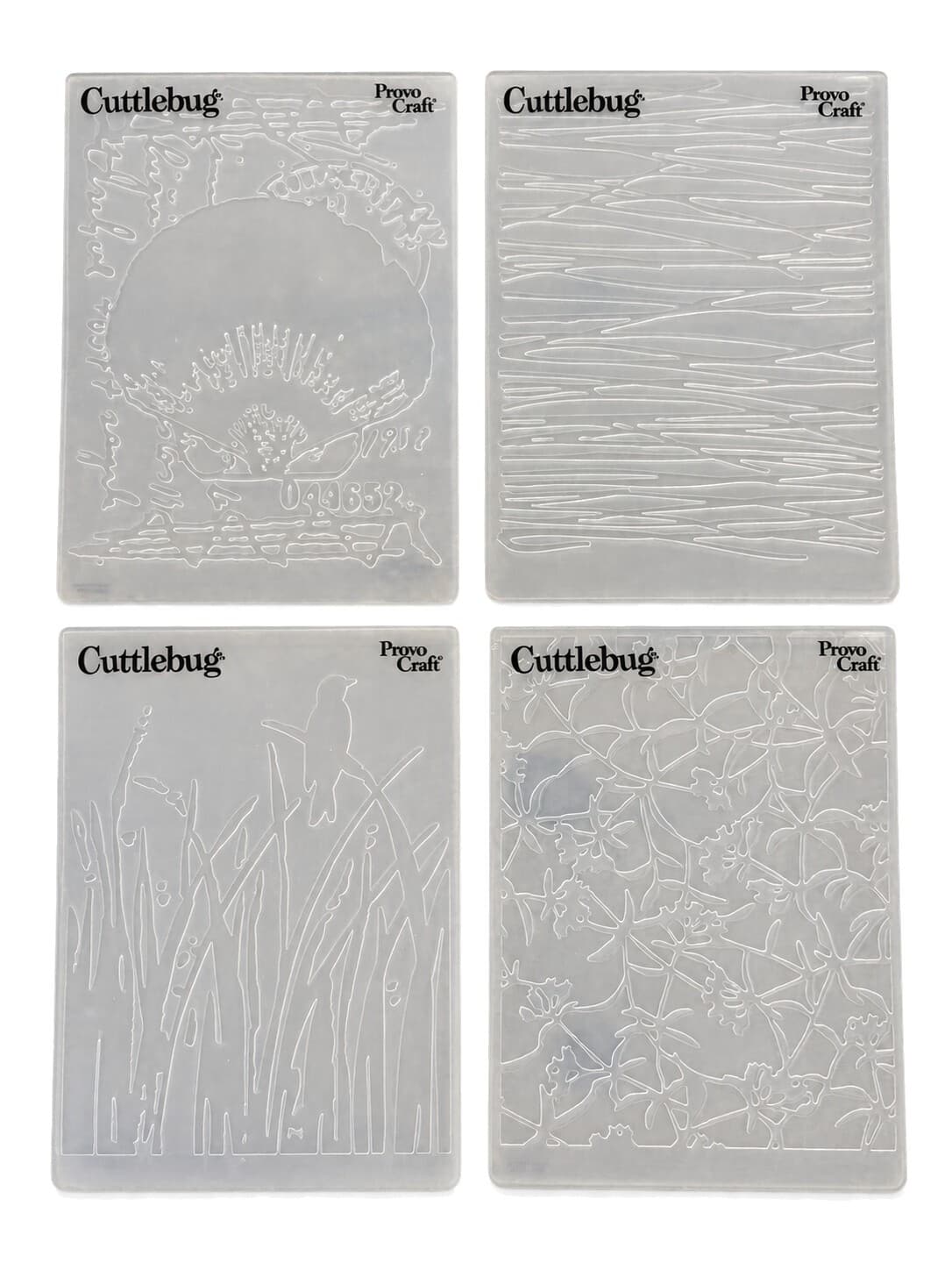 Provo Craft Cuttlebug 5x7 Embossing Folders Nature Texture Lot of 4