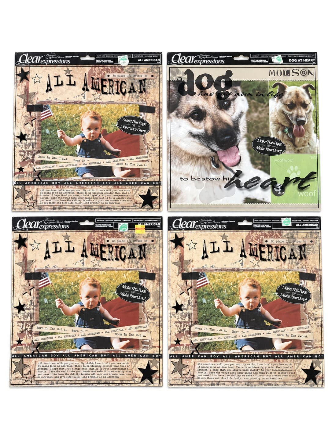 Clear Expressions Scrapbook Page Overlays Lot of 4 All American Dog at Heart