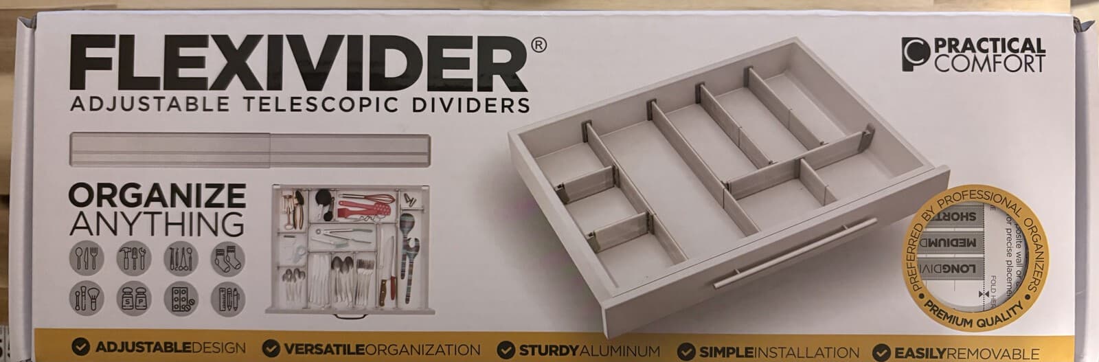 Practical Comfort Flexivider Aluminum Drawer Dividers 9 Pc Set