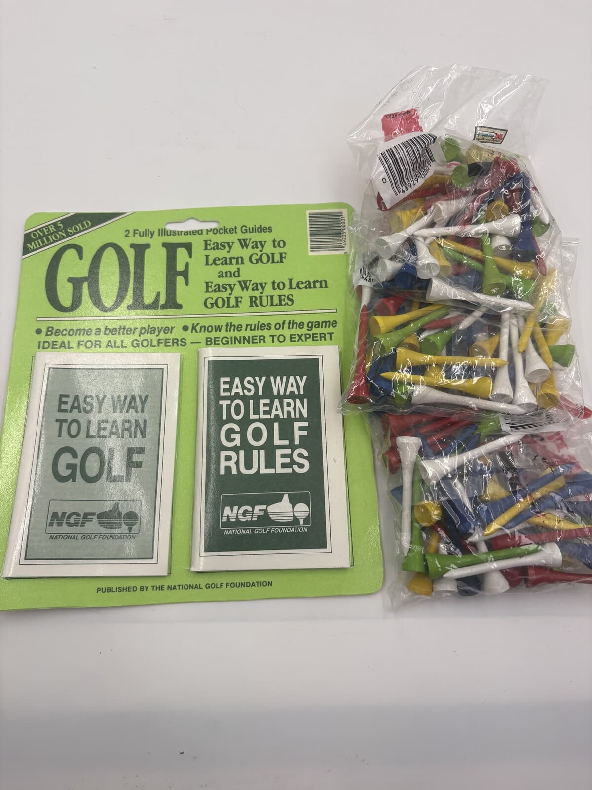 Bulk Mixed Color Wood Golf Tees & National Golf Foundation Guide Set