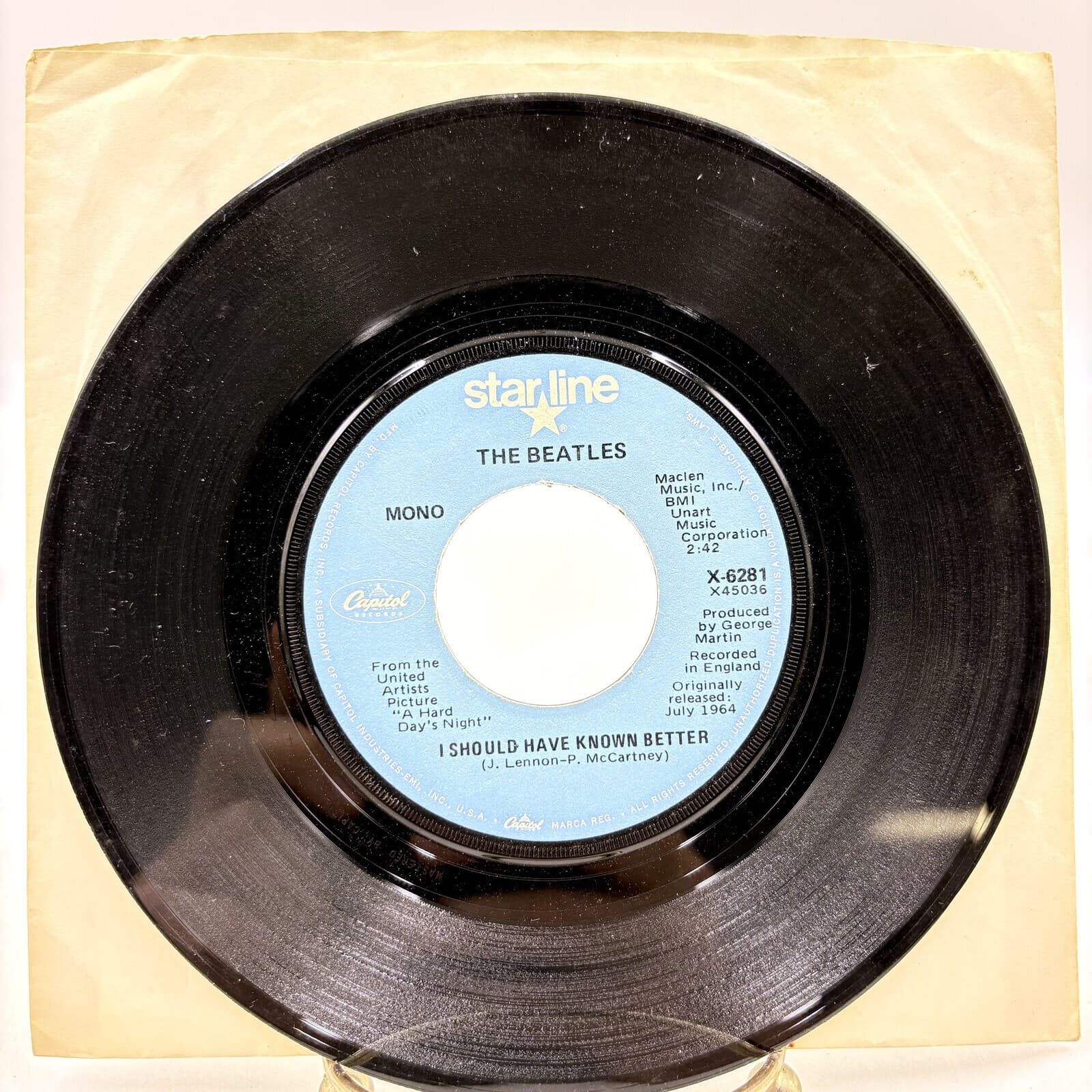 The Beatles A Hard Day's Night / I Should Have Known Better 45 X-6281