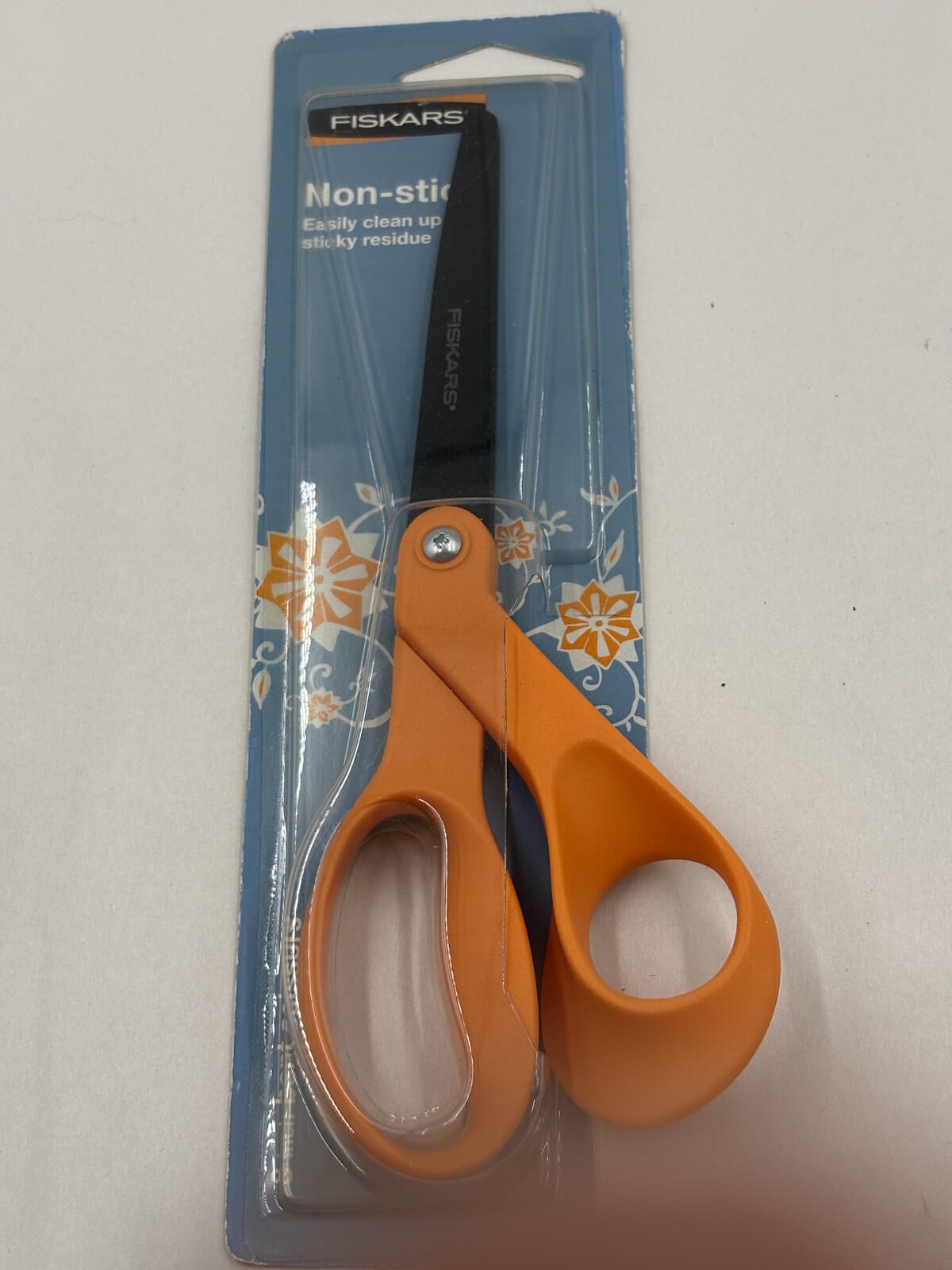 Fiskars Premium 8 in Non-Stick Scissors Orange Bent Handle New Sealed
