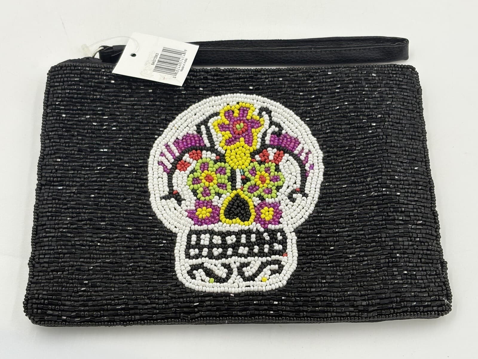 Gallerie II Sugar Skull Beaded Wristlet Clutch Purse NWT