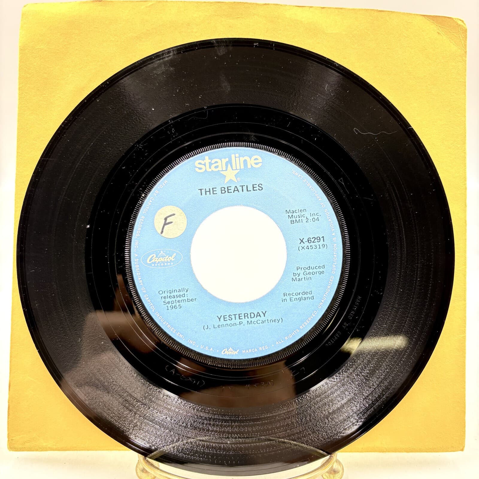 The Beatles Yesterday / Act Naturally Starline X-6291 7" 45 Mono