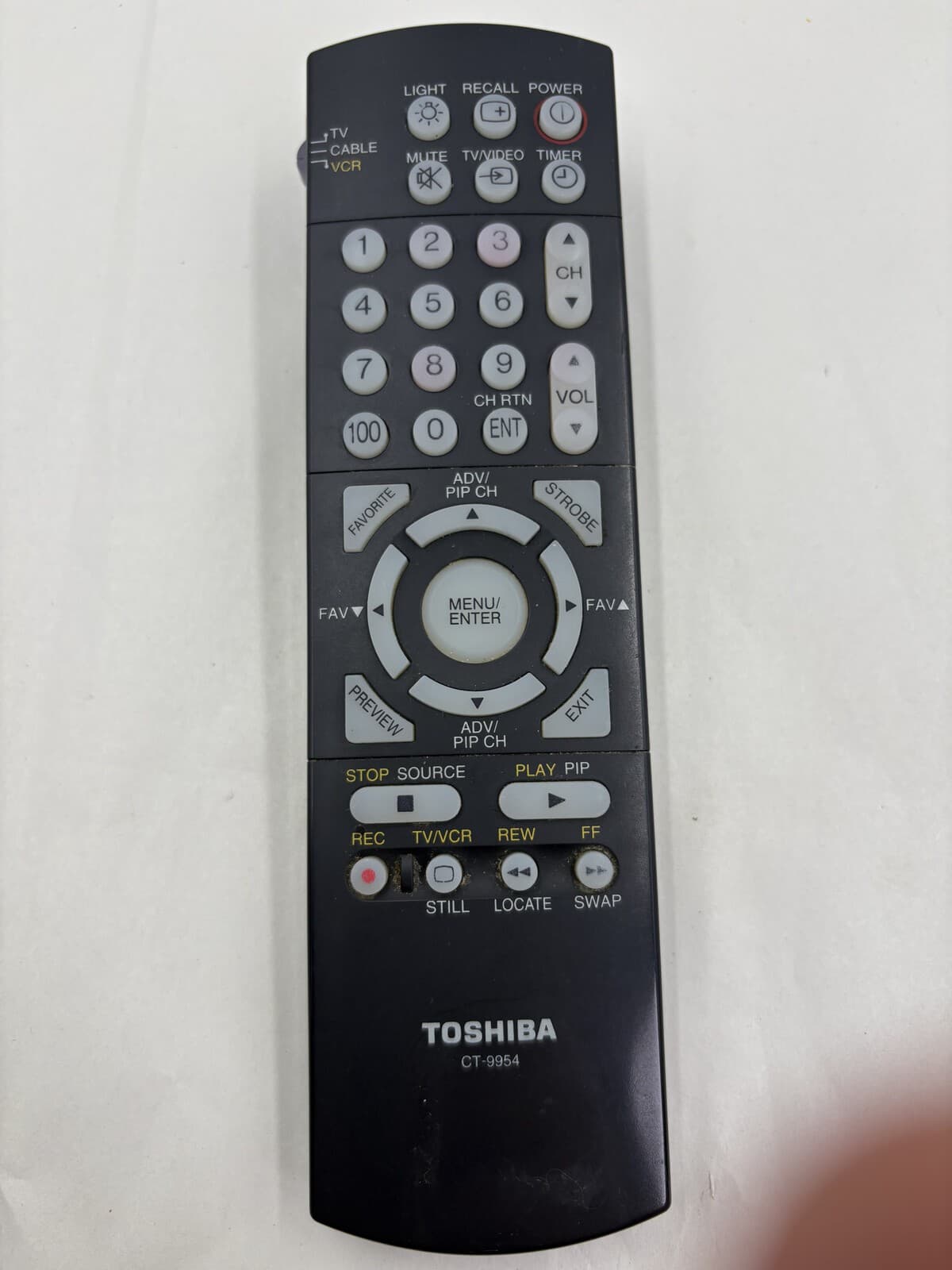 Toshiba CT-9954 OEM TV VCR Cable Remote Control 23306269 Untested