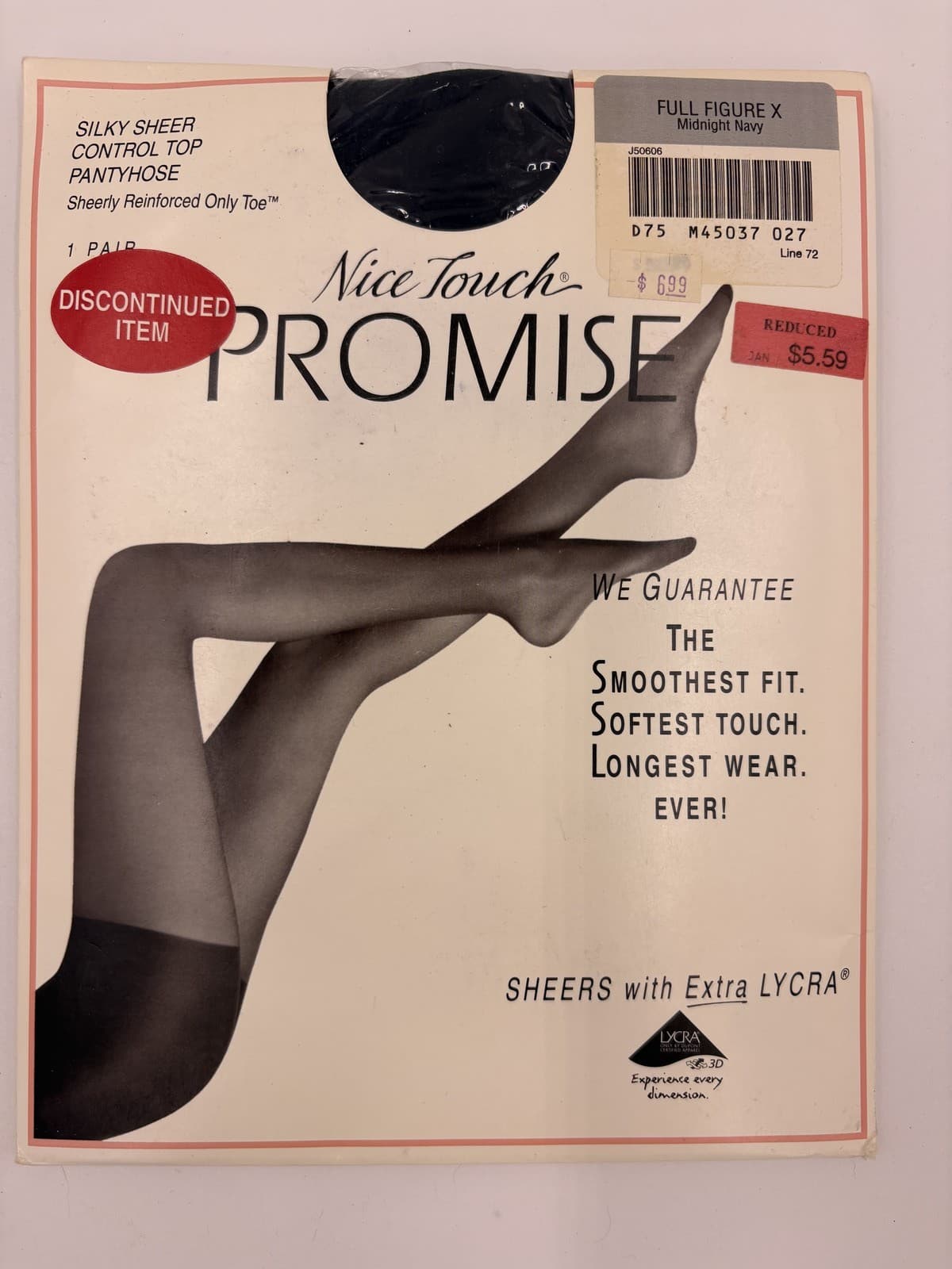 Nice Touch Promise Silky Sheer Control Top Pantyhose Full Figure X Midnight Navy