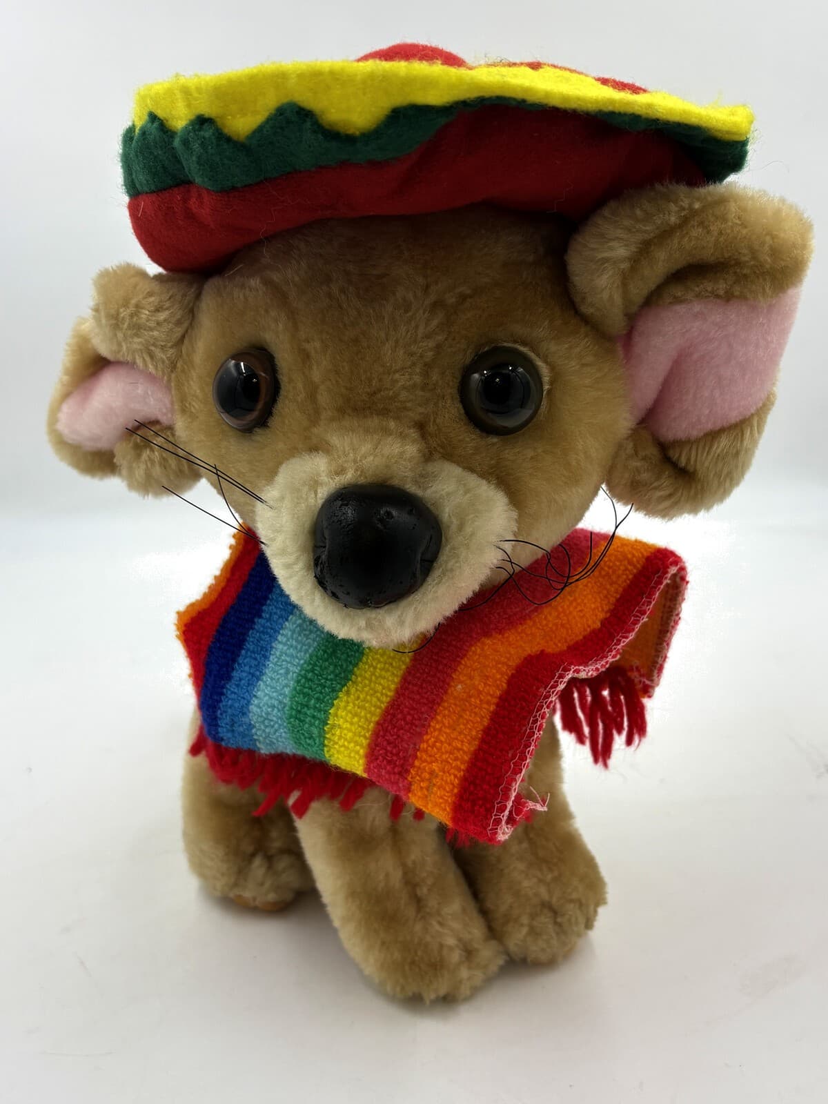 Mexican Chihuahua Dog Plush Sombrero Rainbow Serape Poncho Stuffed Animal