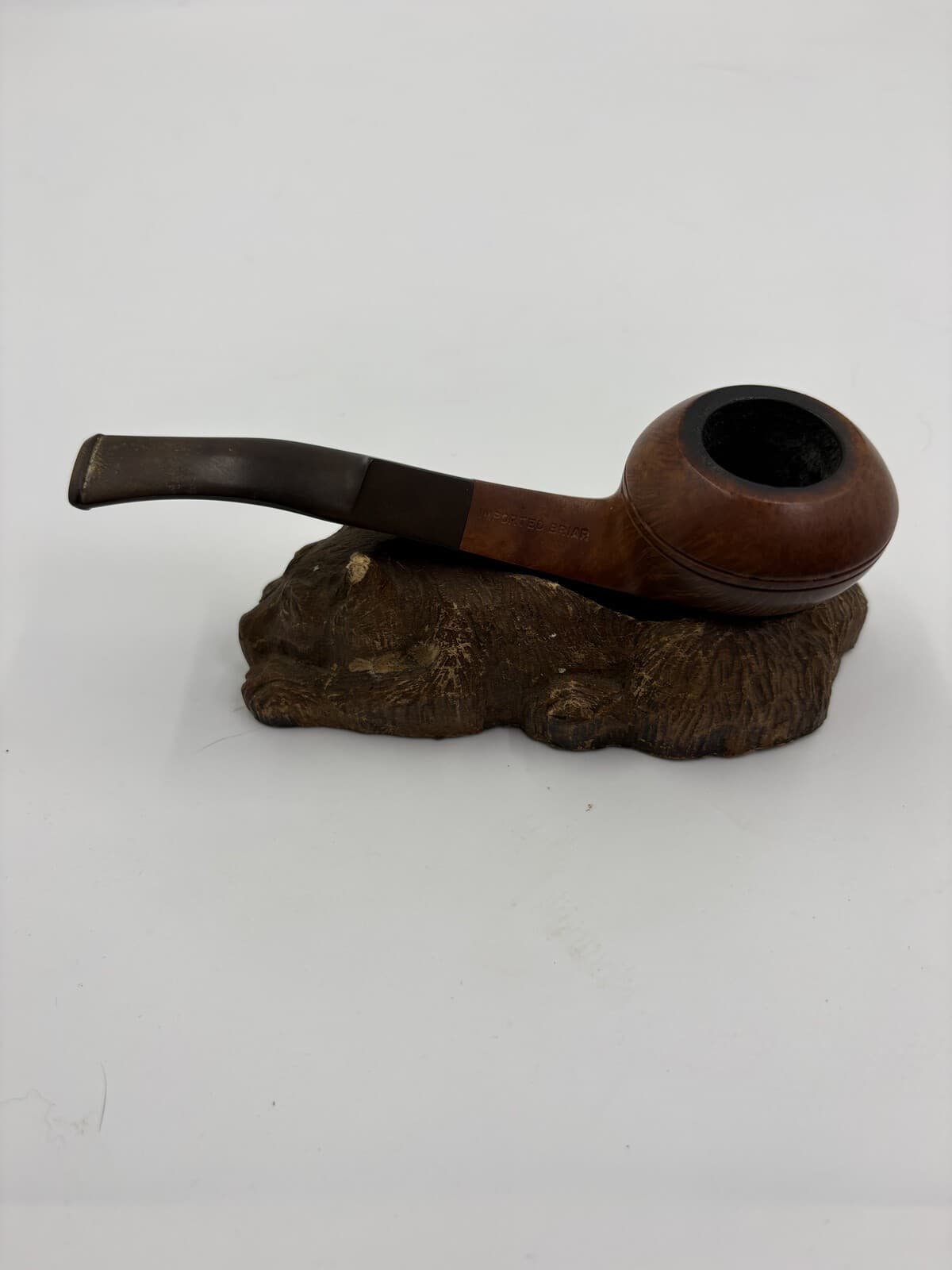 Vintage Carved Wood Resting Dog Pipe Rest Folk Art Tobacciana Pipe Not Included