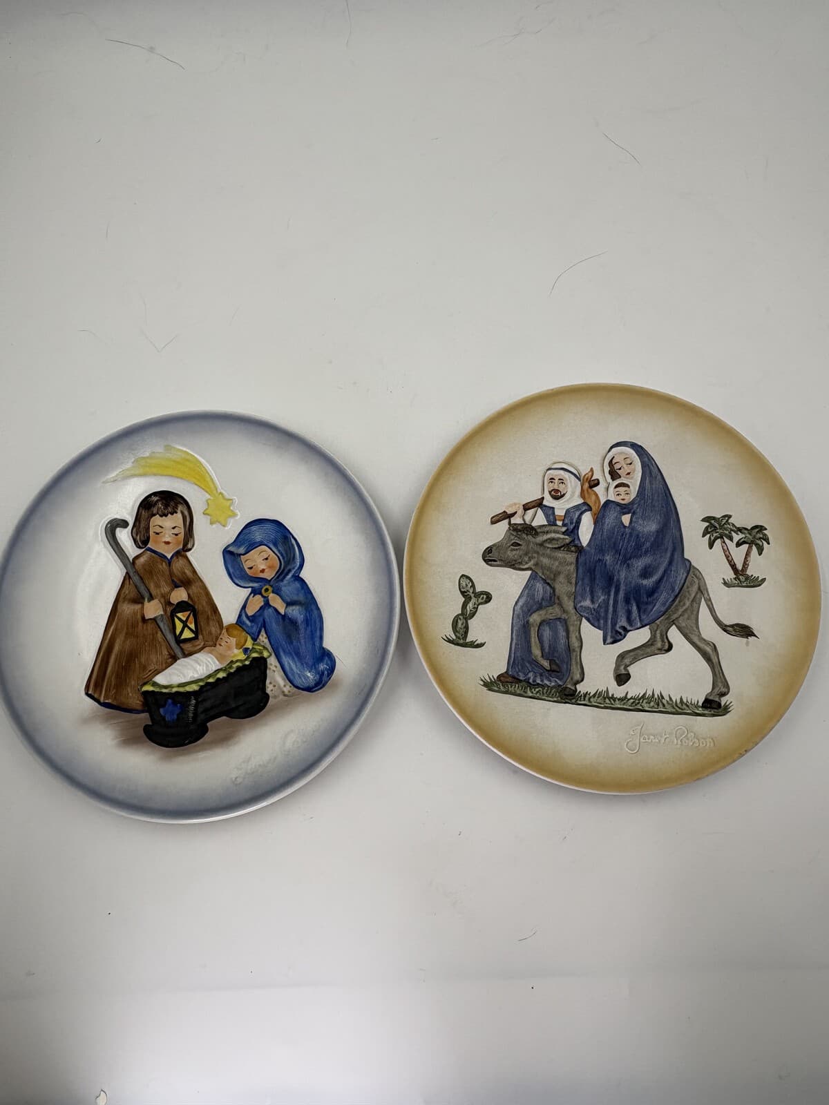 Goebel Janet Robson Nativity Plates Lot 2 Flight Into Egypt Holy Family
