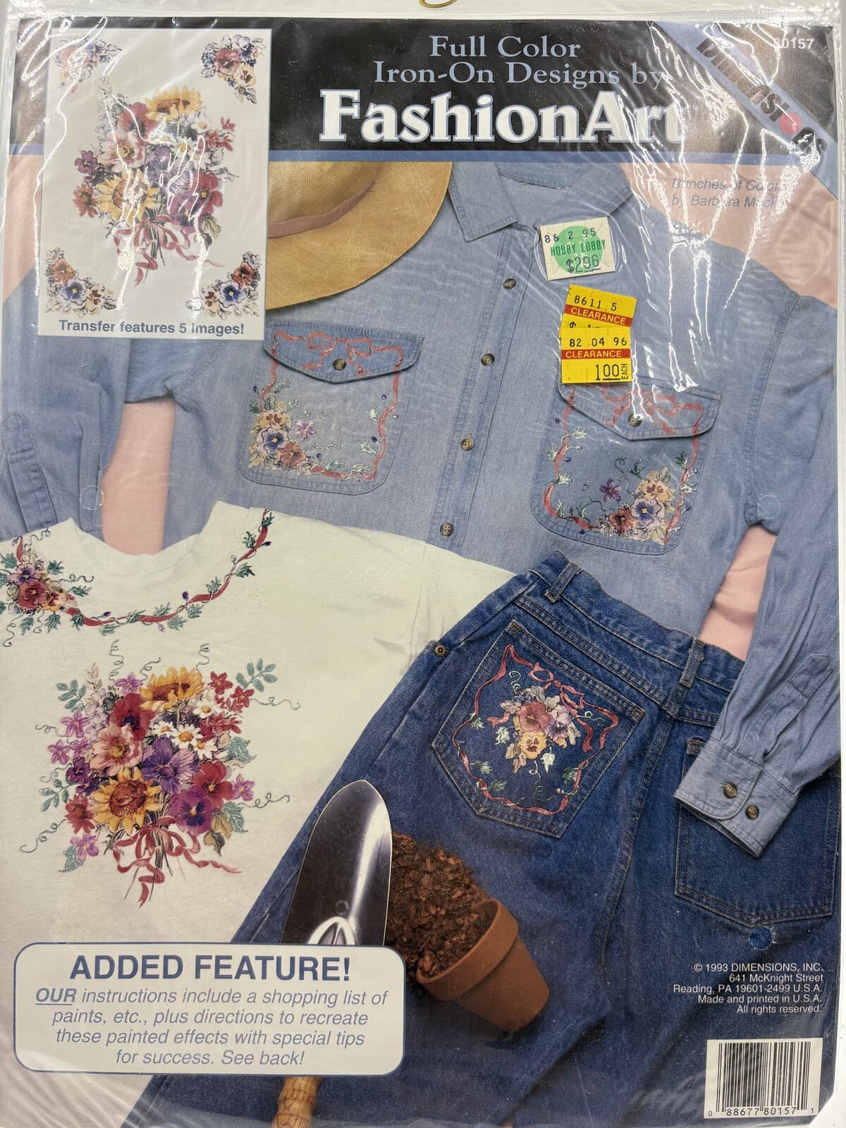 Vintage Dimensions FashionArt Floral Iron-On Transfer 80157 Barbara Mock NOS