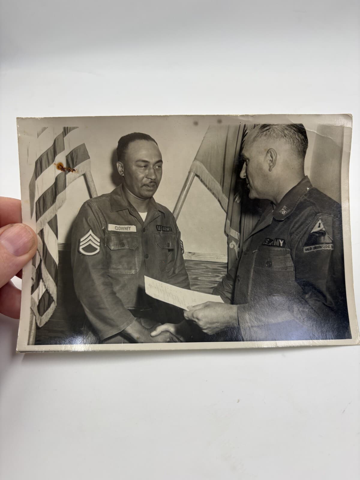 Vintage US Army Sgt Clowney Old Ironsides Award B&W Photo 8x10