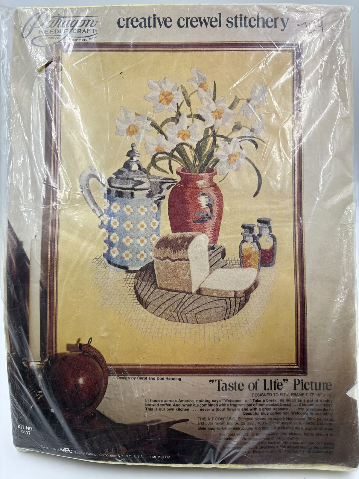 Paragon Creative Crewel Stitchery Kit 0117 Taste of Life 18x24 NOS
