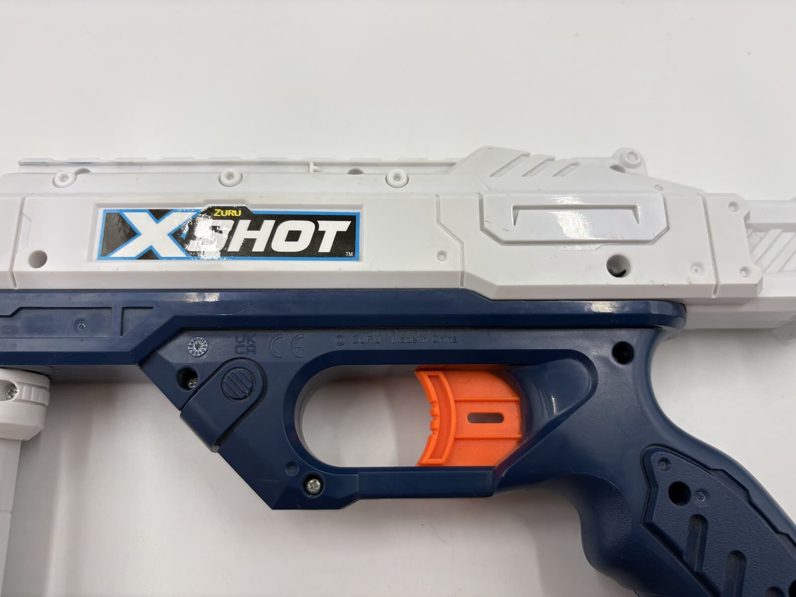 ZURU X-Shot Excel Vigilante Pump Foam Dart Blaster White Blue No Darts