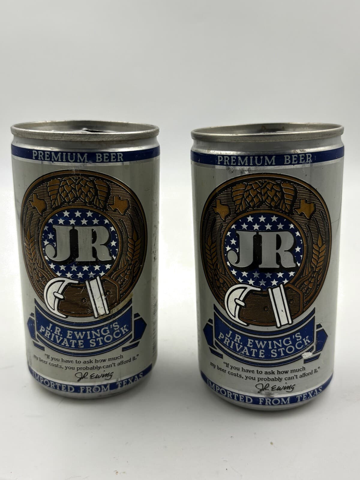 Lot 2 1980 J.R. Ewing's Private Stock Empty Beer Cans Pearl Dallas