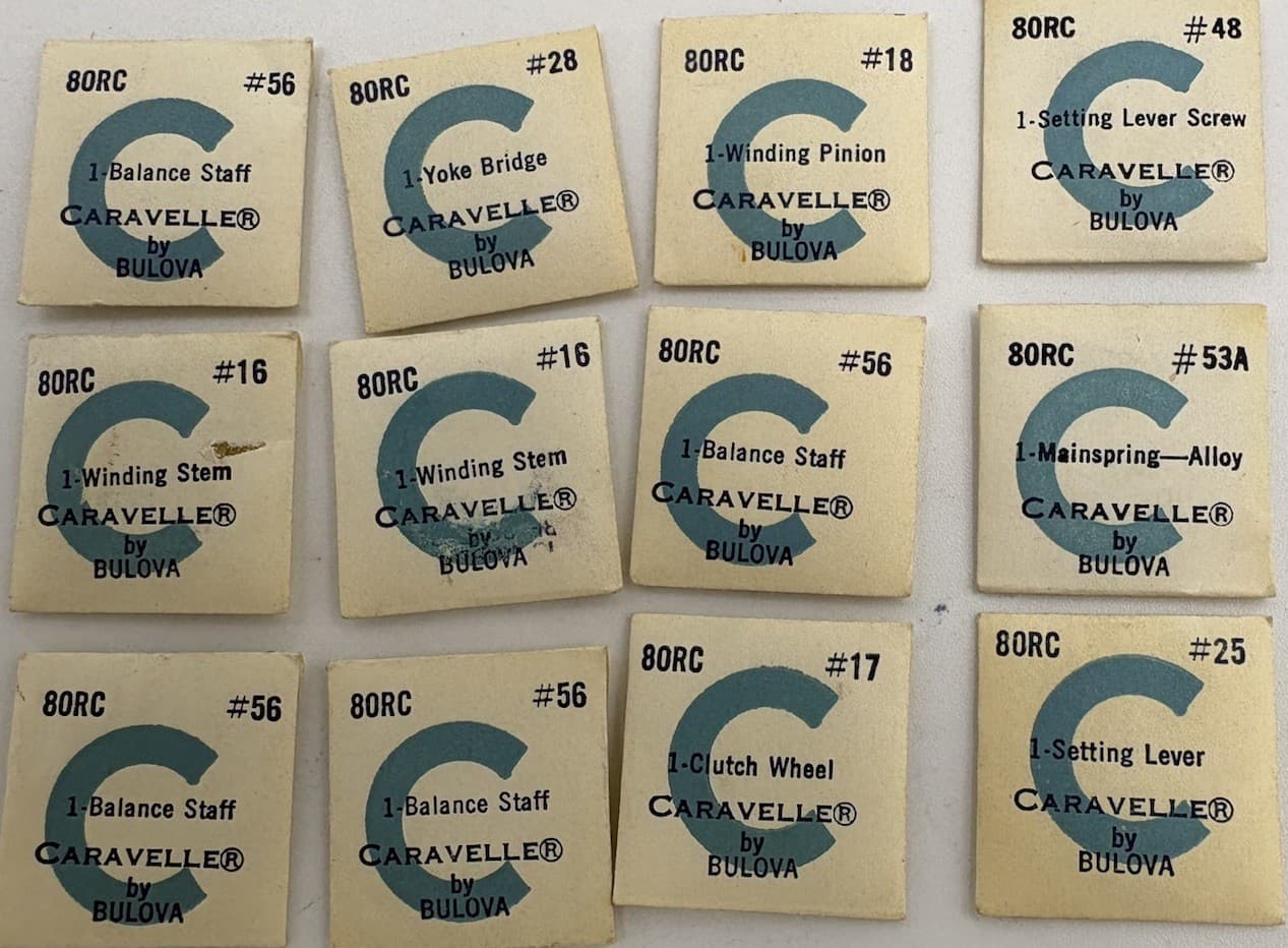 Bulova Caravelle Watch Parts - 80RC Caliber - See Images - SEALED Packets