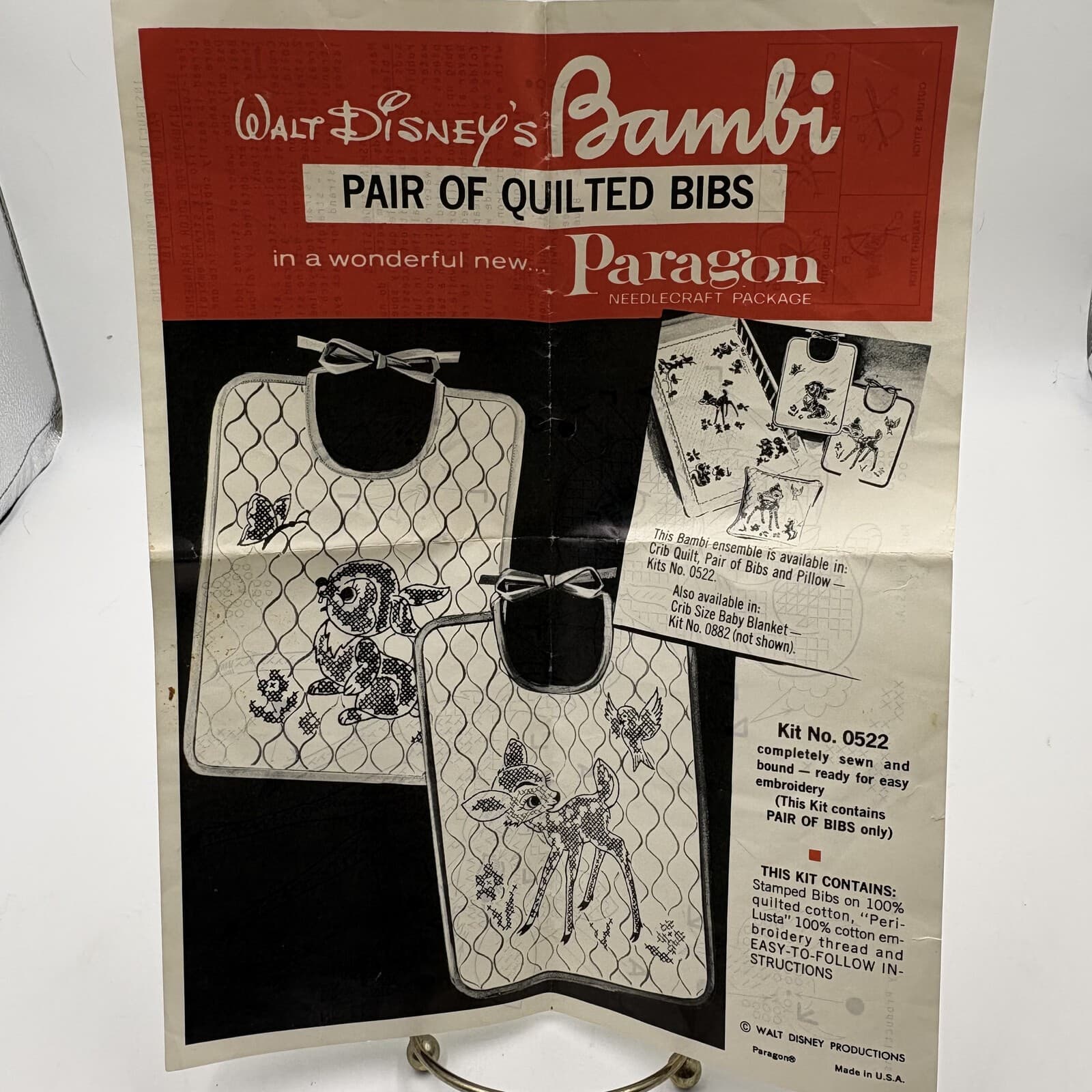 Vintage Paragon Disney Bambi Quilted Baby Bibs Kit 0522 Part Worked