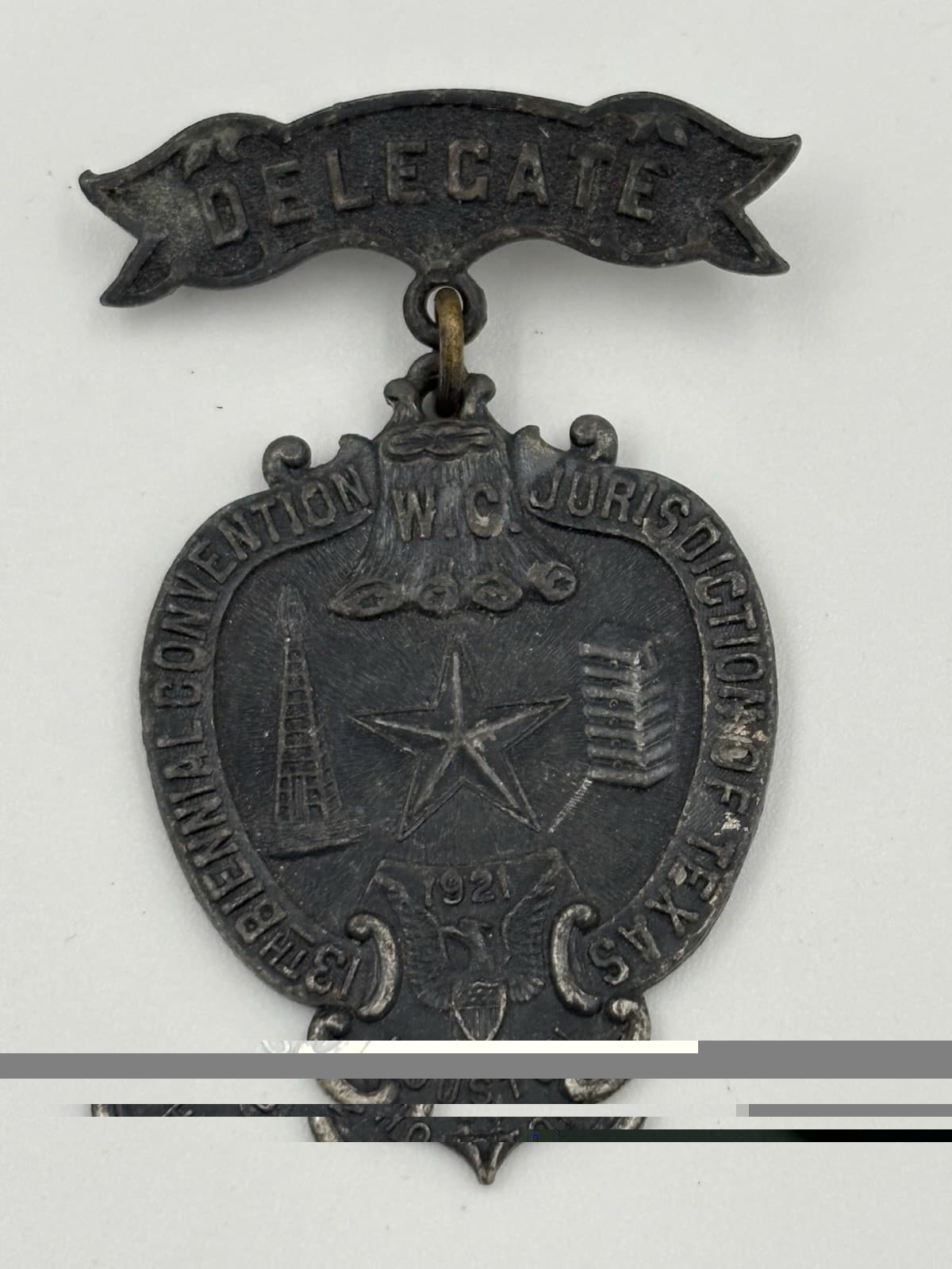 Antique 1921 Bicentennial Houston Texas W.C. Masonic Convention Medal Badge