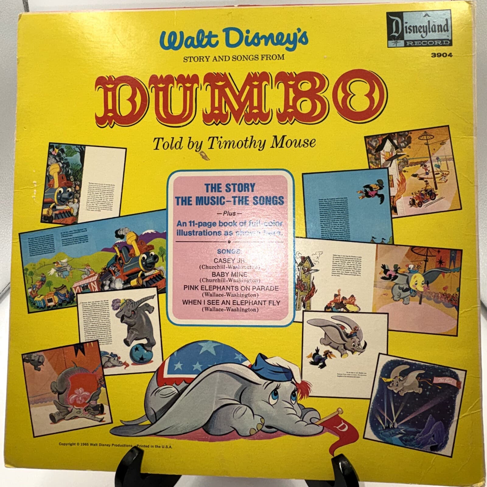 Walt Disney Dumbo Story & Songs LP Book ST-3904 1965 Timothy Mouse