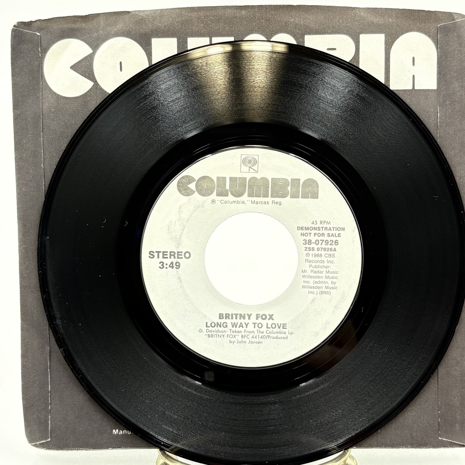 Britny Fox Long Way to Love 1988 Columbia Promo 7" 45 RPM 38-07926