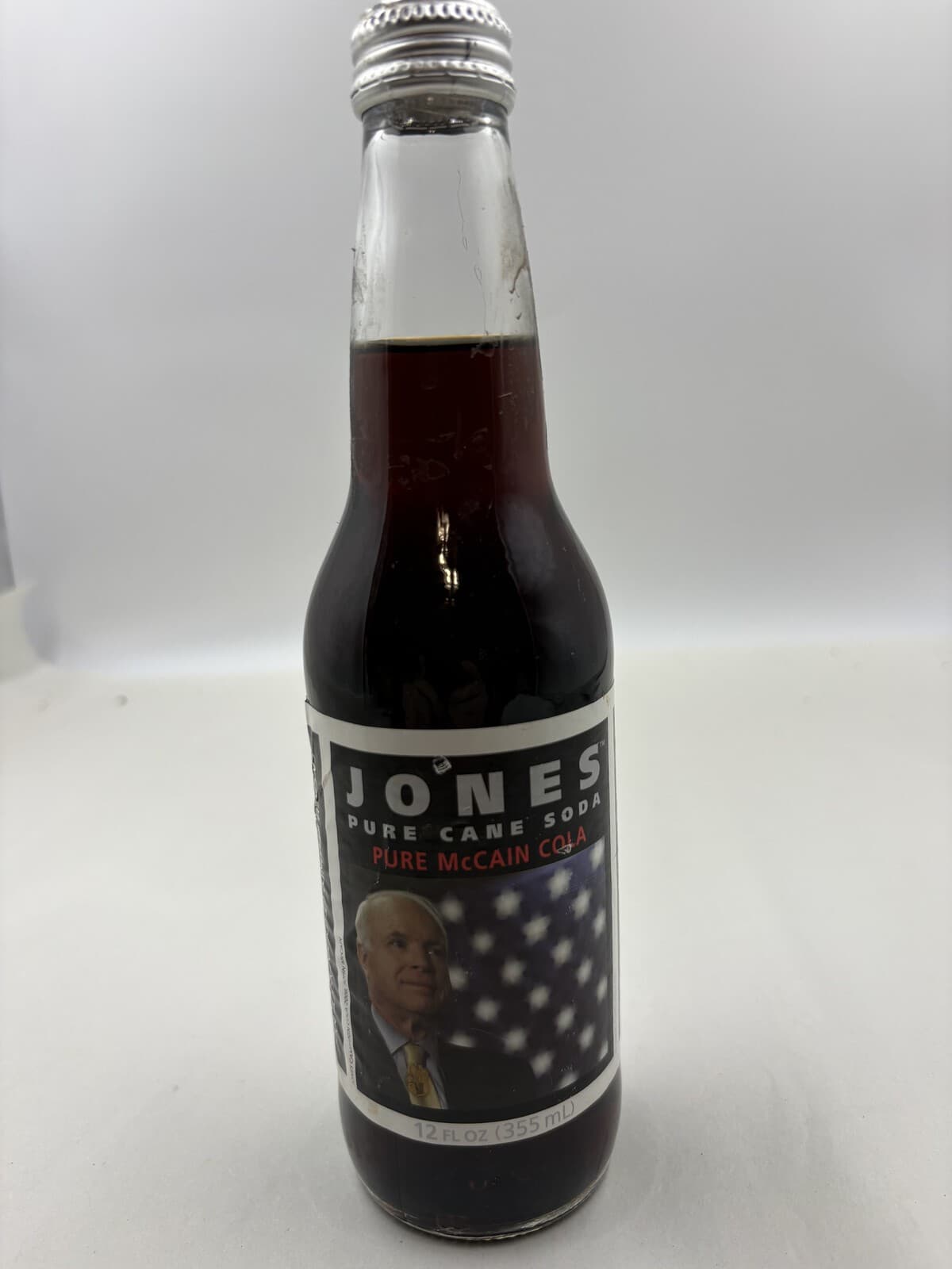2008 Jones Soda Pure McCain Cola John McCain Campaign Bottle Sealed 12oz