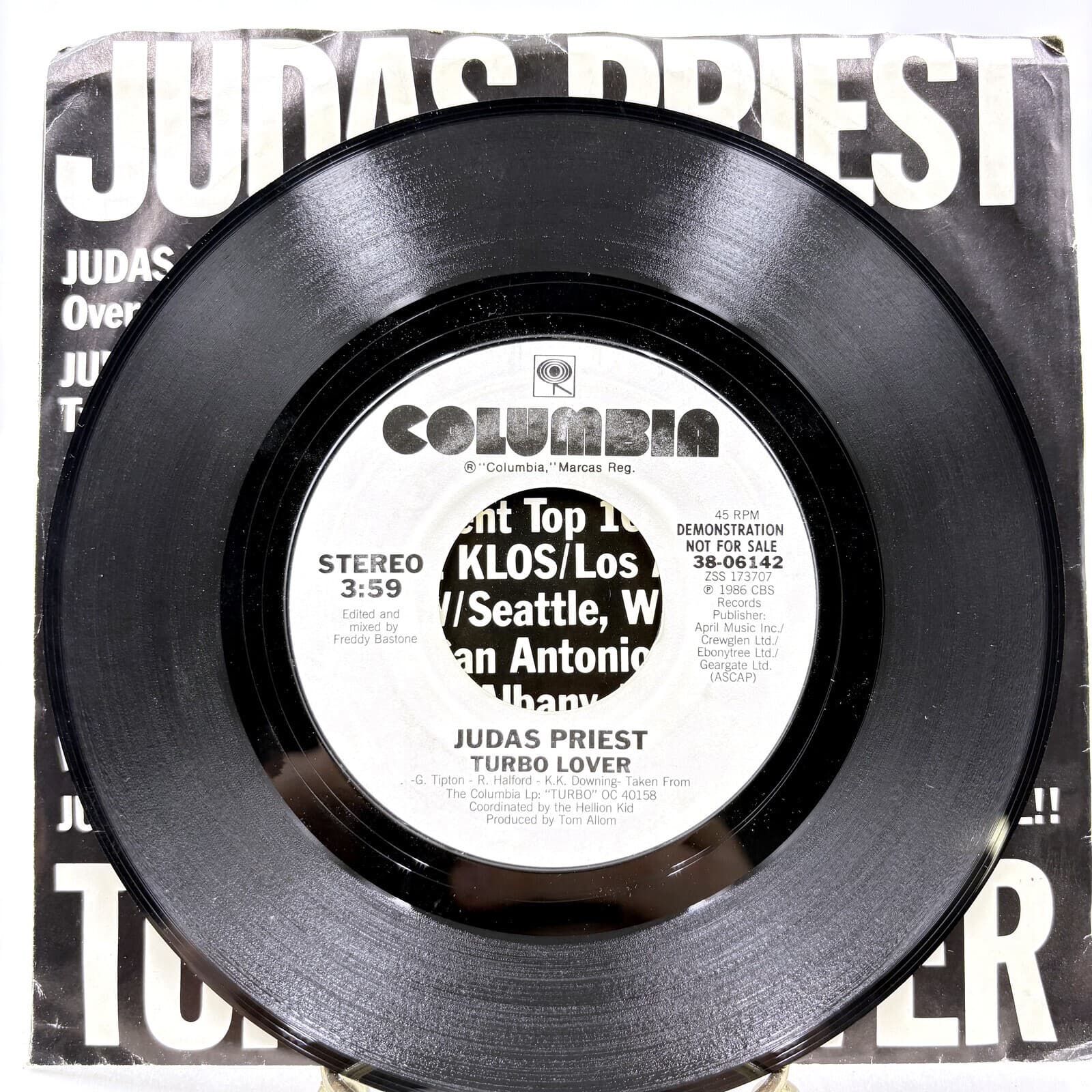 Judas Priest Turbo Lover 1986 Columbia Promo 7in 45 38-06142