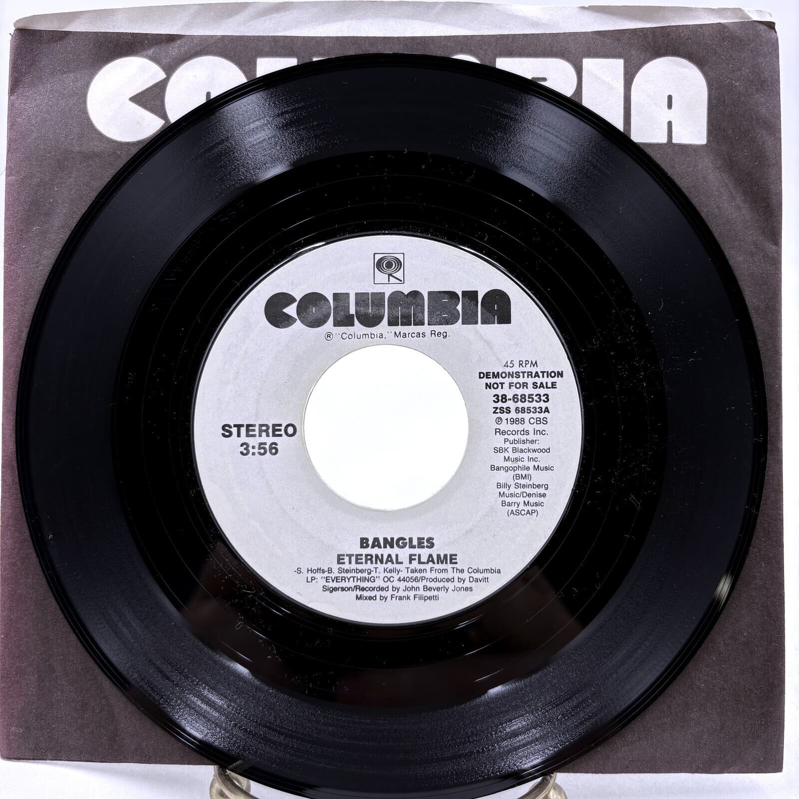 Bangles Eternal Flame 1989 Columbia Promo 7in 45 RPM Vinyl 38-68533