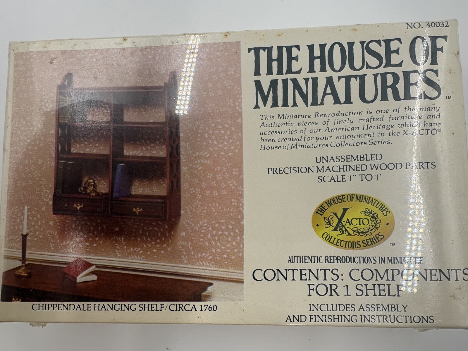 X-ACTO House of Miniatures 40032 Chippendale Hanging Shelf Kit Sealed