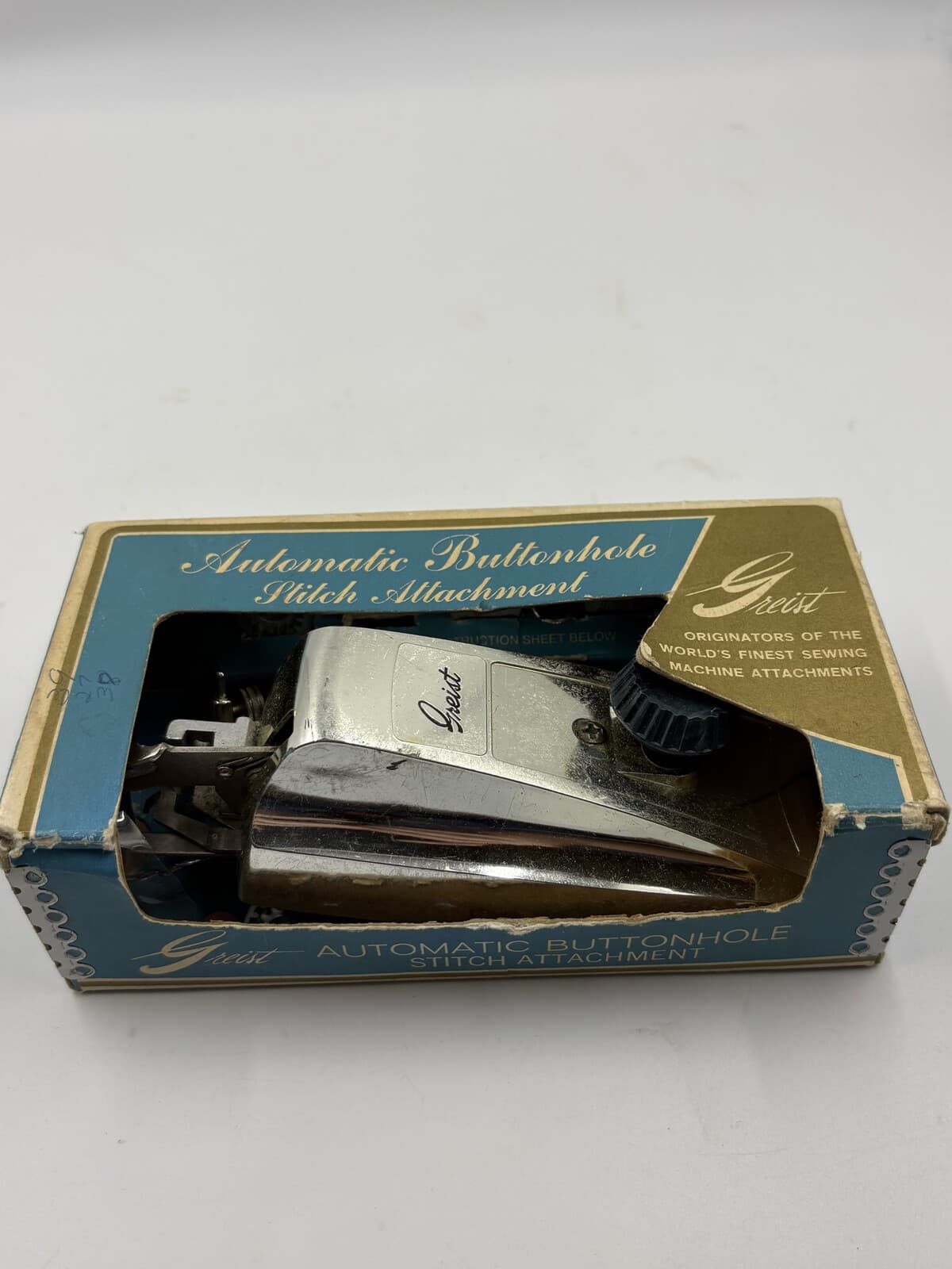 Vintage Greist Automatic Buttonhole Stitch Attachment w/ Box Cams