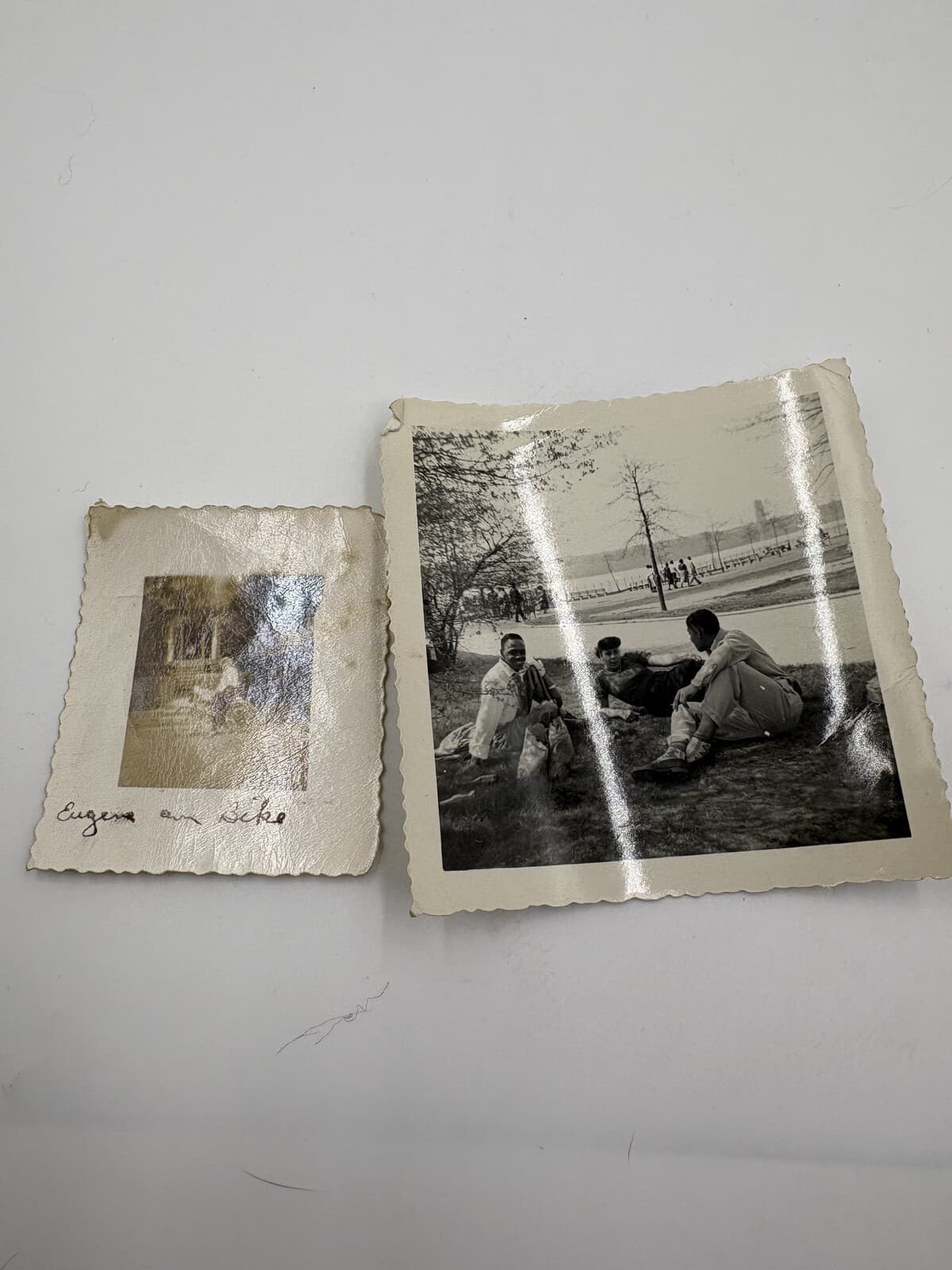 Vintage 1950s African American Men Park Bicycle Snapshot Photos Lot of 2