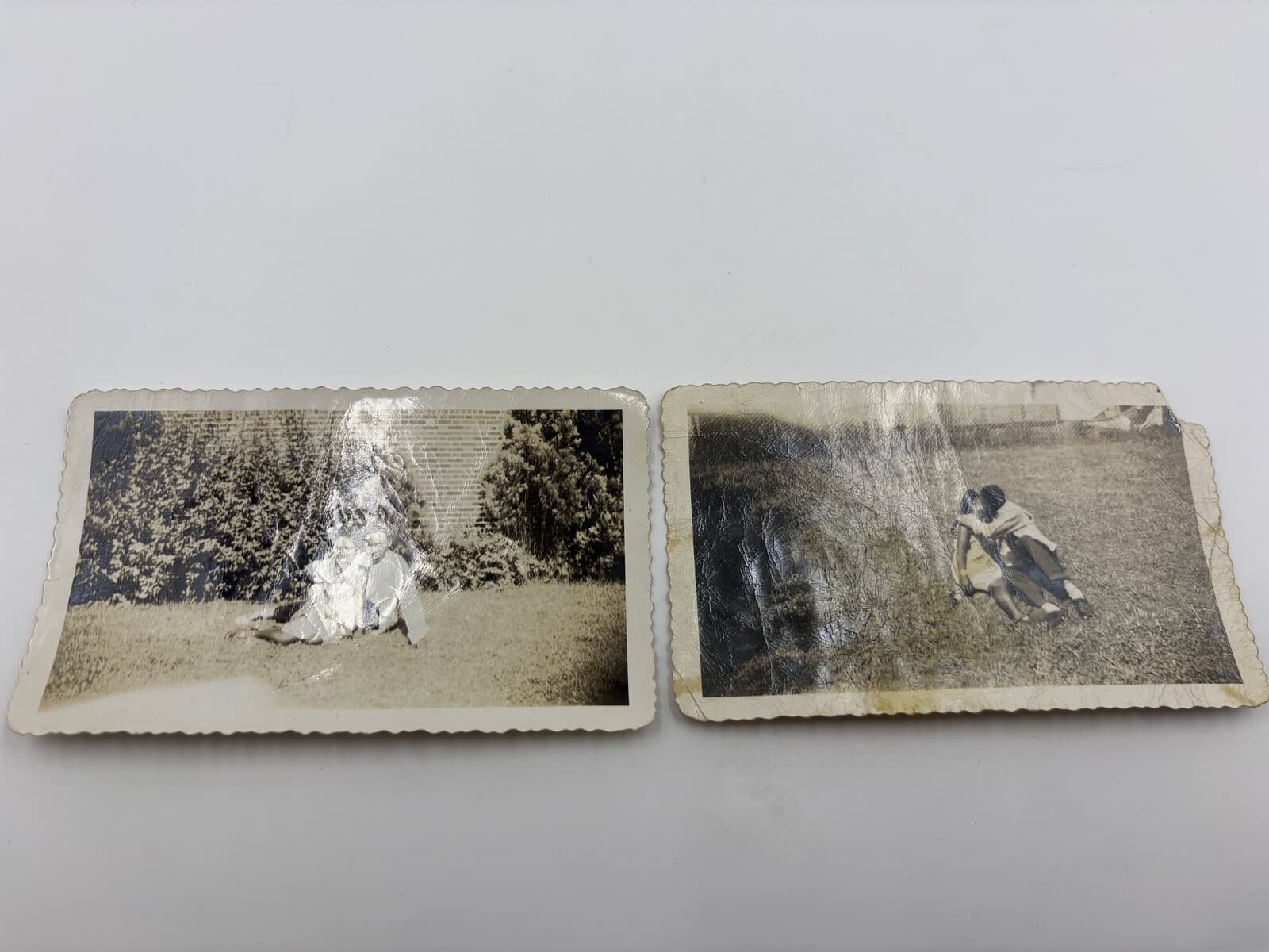 2 Vintage 1950s African American Couple Snapshot Photos Scalloped Edge
