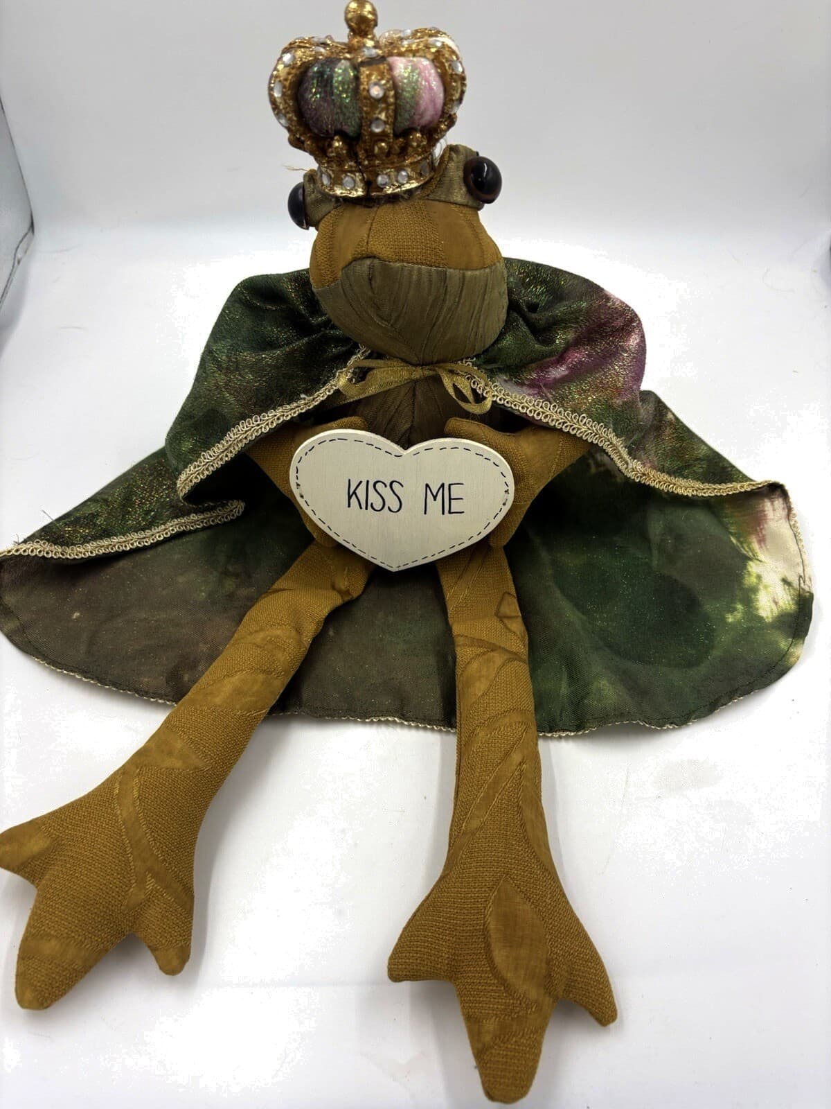 Mark Roberts Kiss Me Frog Prince Plush Doll 21" Crown Cape Collectible