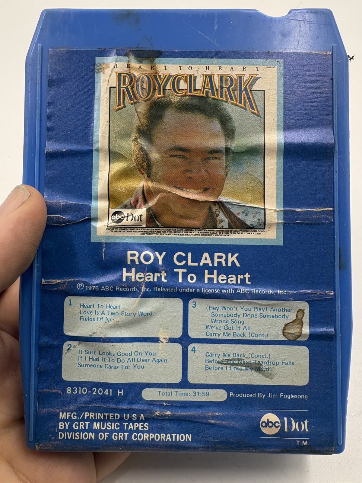Roy Clark Heart to Heart 1975 ABC/Dot 8-Track Tape 8310-2041 H Untested