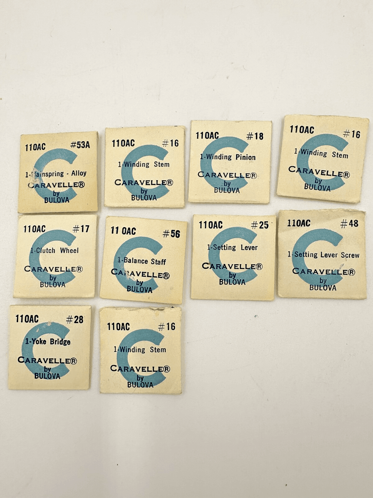 Caravelle by Bulova 11OAC Watch Parts Envelopes Lot of 10