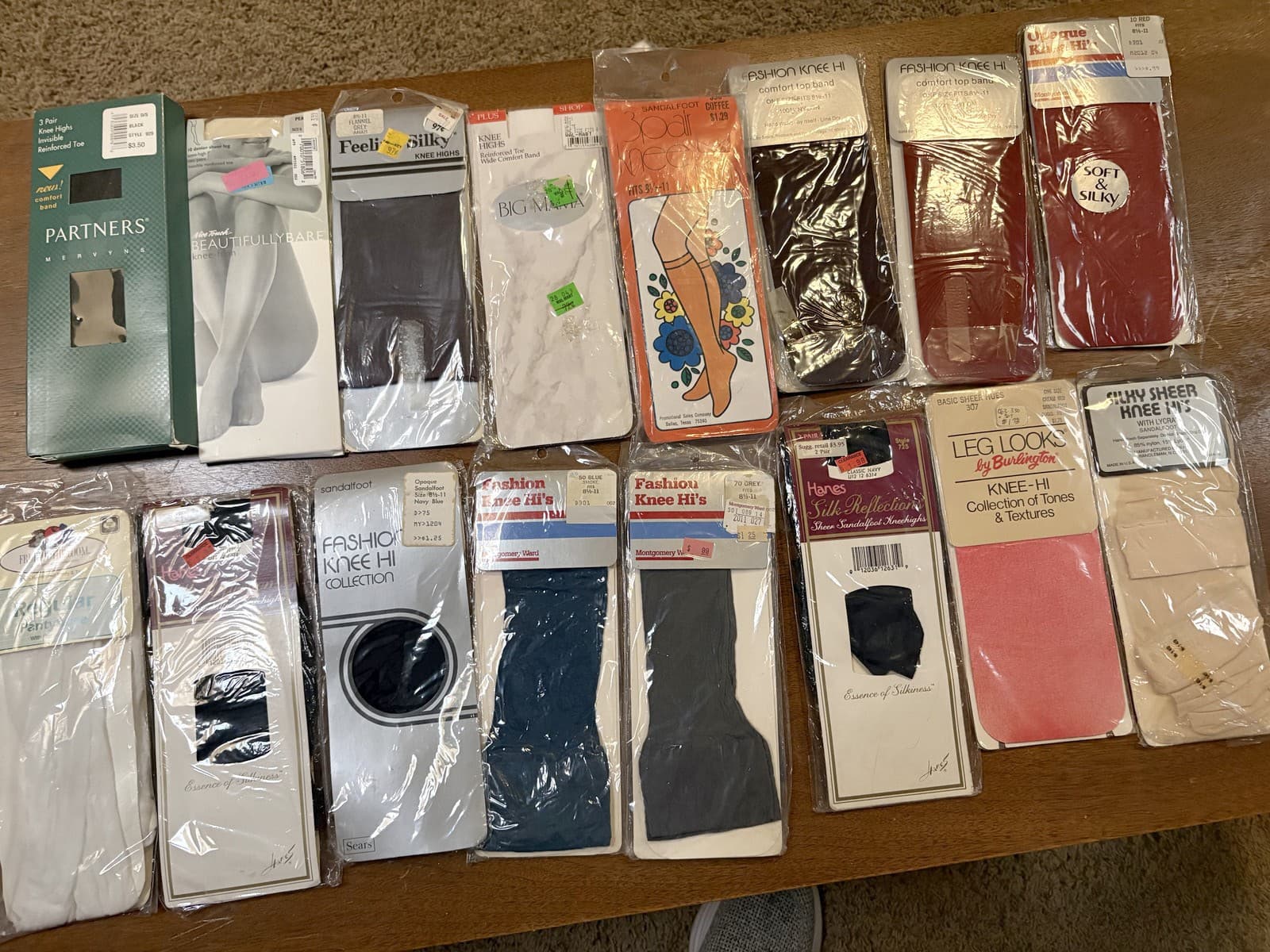 Vintage NOS Knee Highs Pantyhose Lot Hanes Sears Mervyns 18 Pkgs