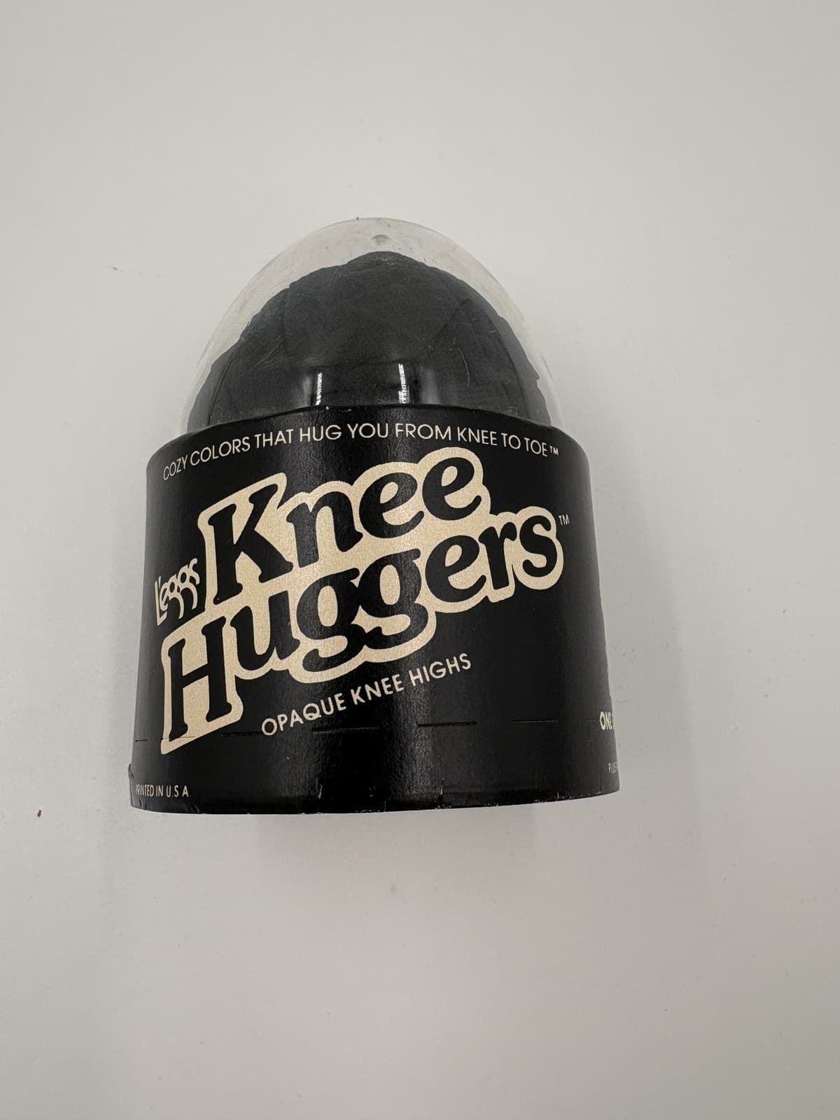 Vintage Knee Huggers Opaque Knee Highs Black One Size Original Egg Package NOS