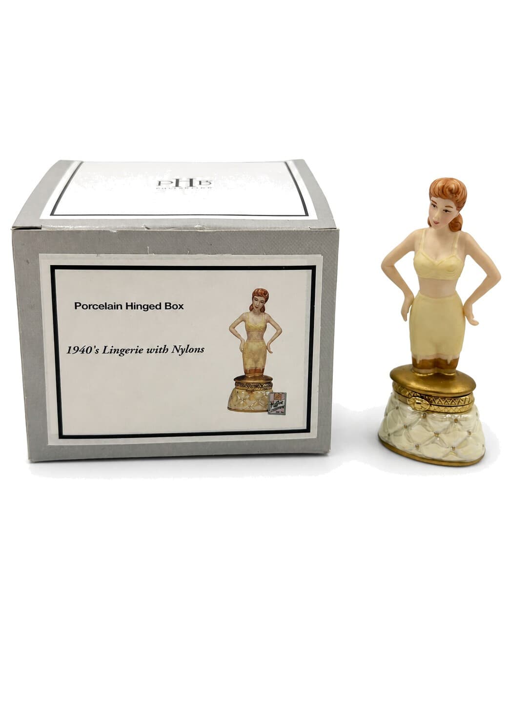 Midwest PHB 1940s Lingerie Porcelain Trinket Box w Nylons