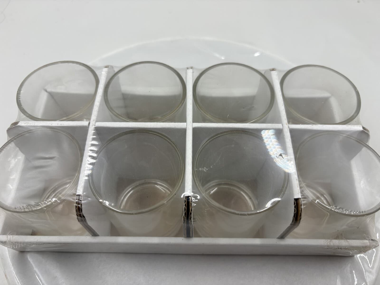 Set of 8 Clear Glass Lowball Rocks Tumblers, Approx. 3.5 in. Dia.
