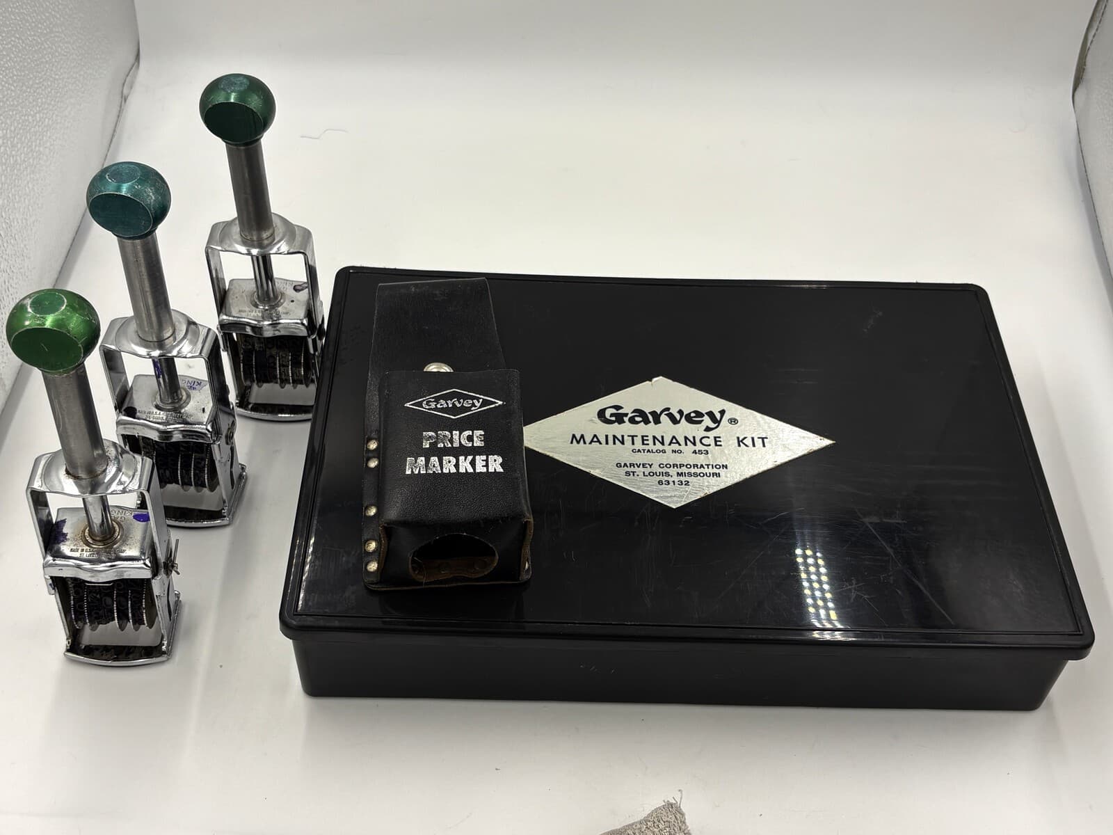 Vintage Garvey 453 Maintenance Kit w/ 6 Price Markers Cleaner & Case Lot