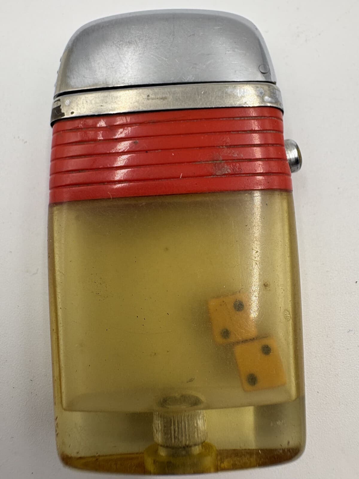 Vintage Scripto VU-Lighter Pair of Dice Red Band USA D-180401 Untested