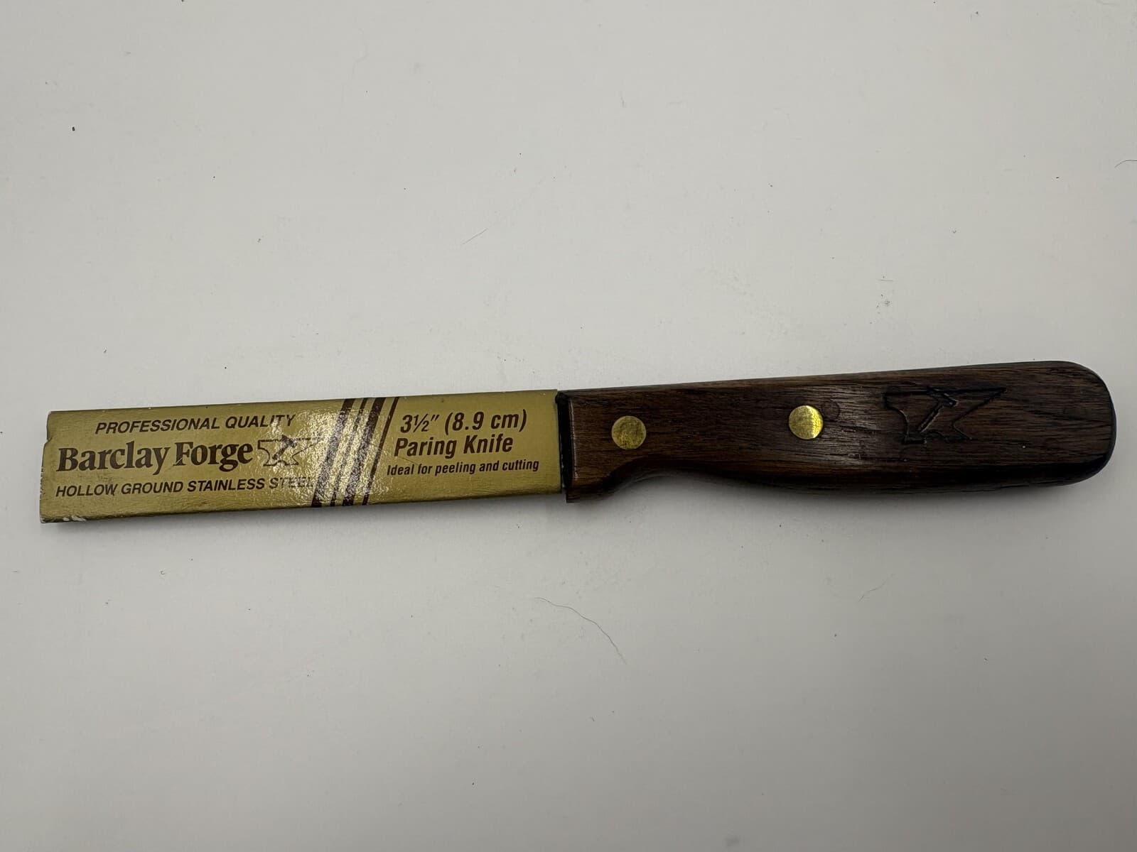Vintage Barclay Forge 3.5 in Paring Knife Wood Handle Original Sleeve