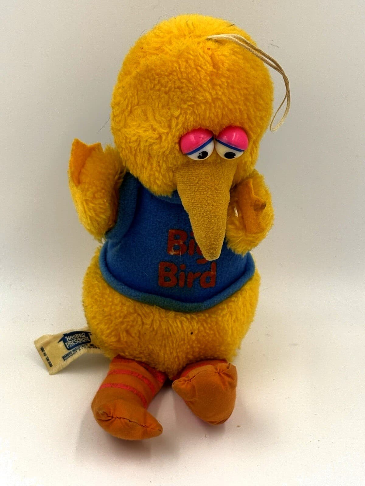 Vintage Hasbro Preschool Sesame Street Big Bird Plush Blue Shirt 10"