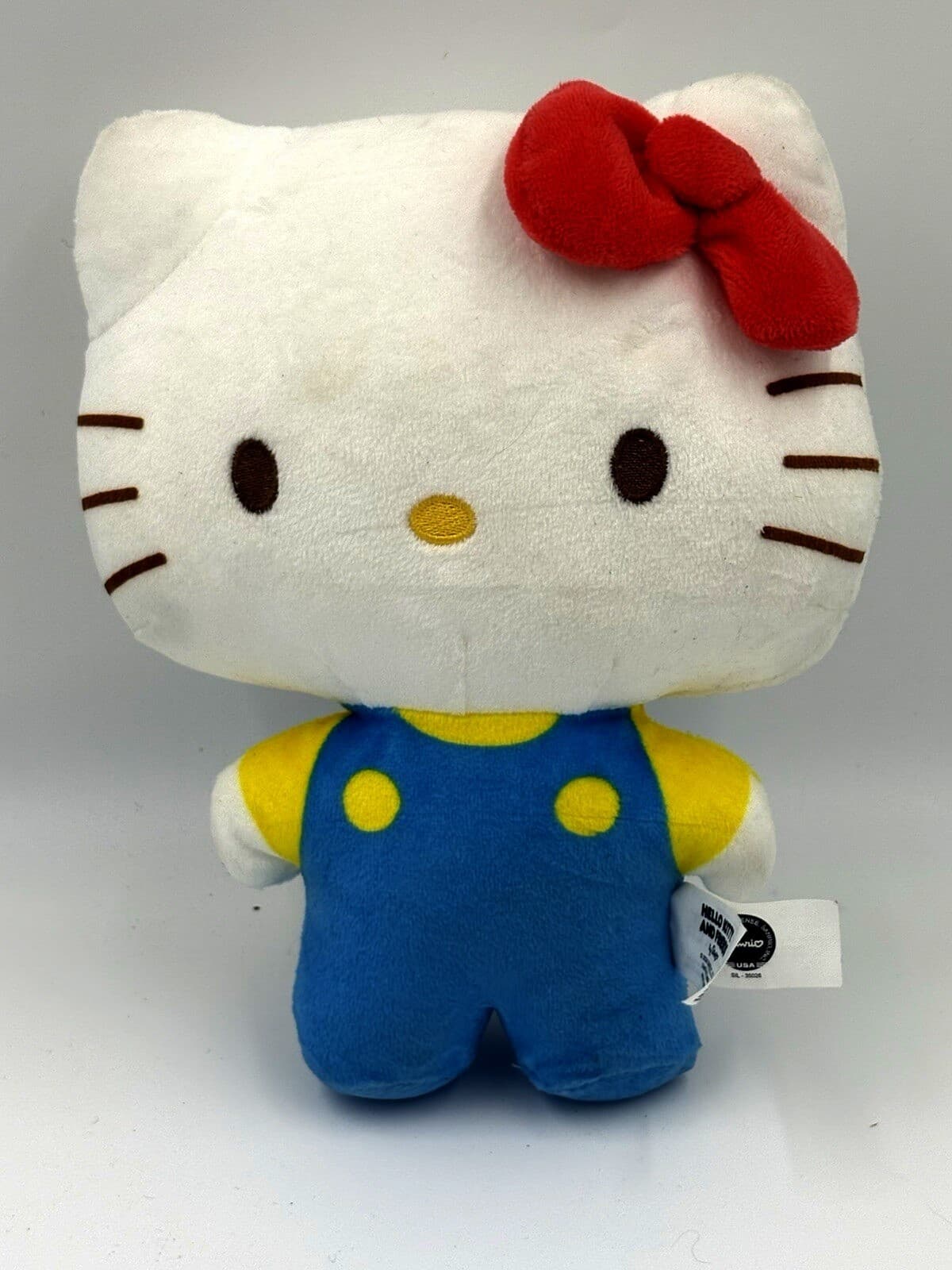 Sanrio Hello Kitty 10" Plush Blue Overalls Yellow Shirt 2024