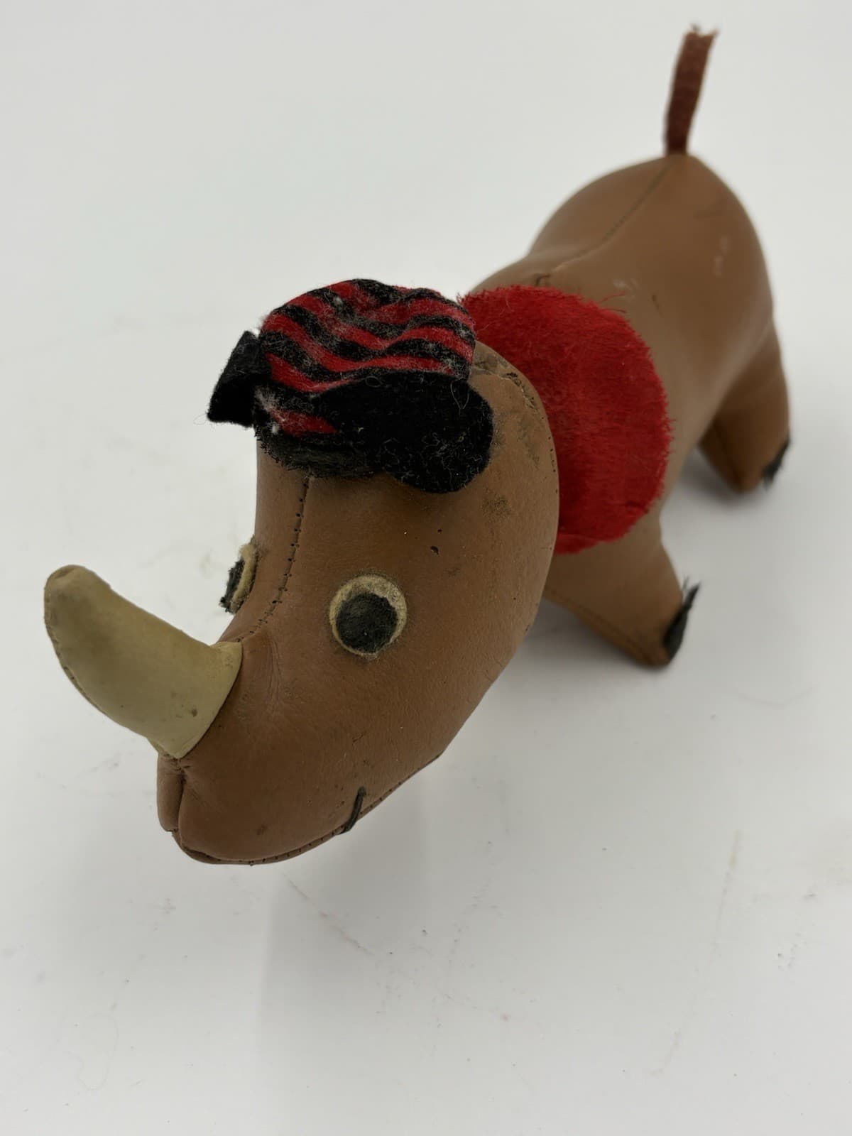 Dakin Vintage Leather Rhino Plush Toy Animal 8”