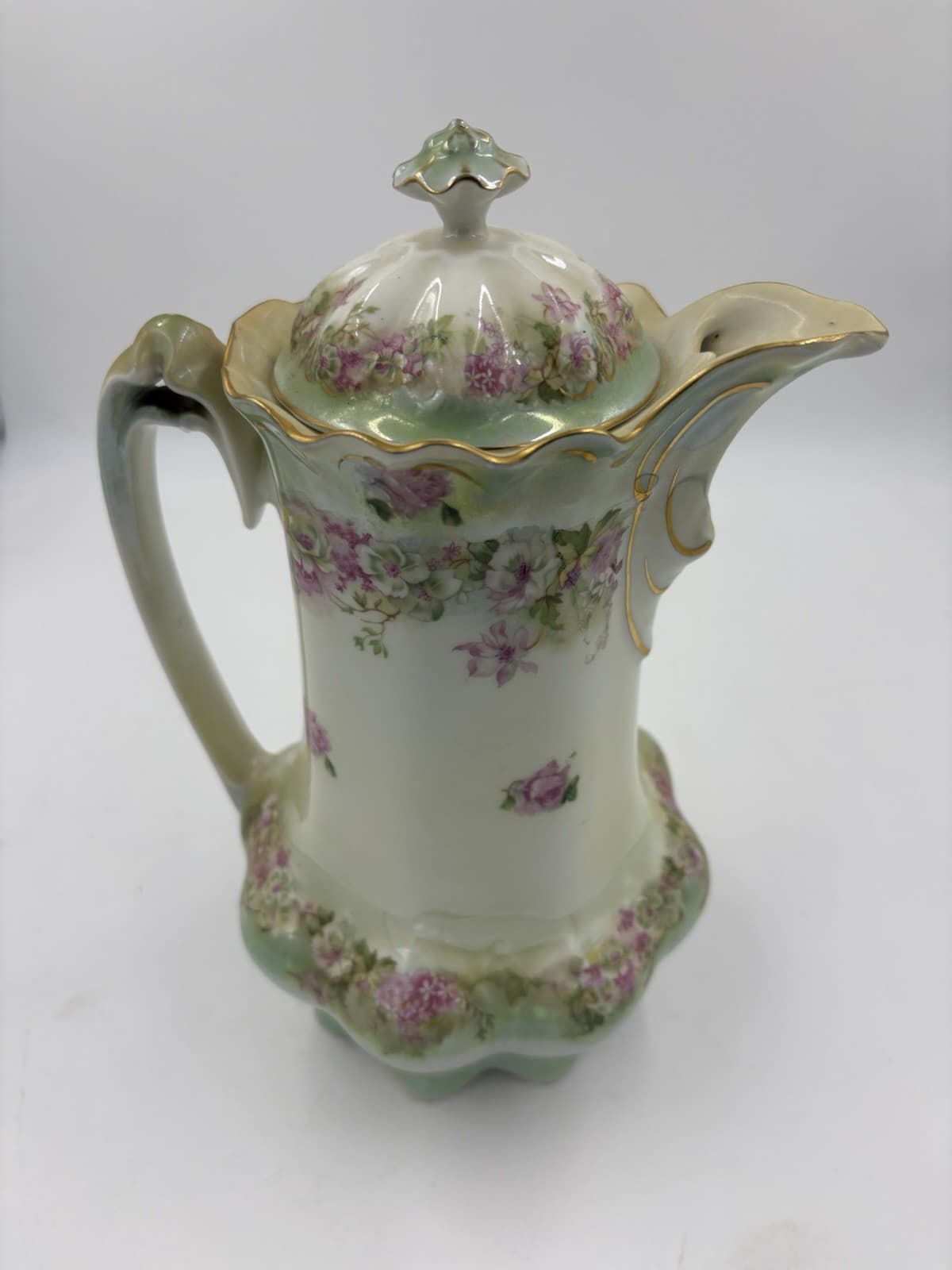 Antique Moritz Zdekauer (MZ) Austria Porcelain Chocolate 10” Pot BEAUTIFUL