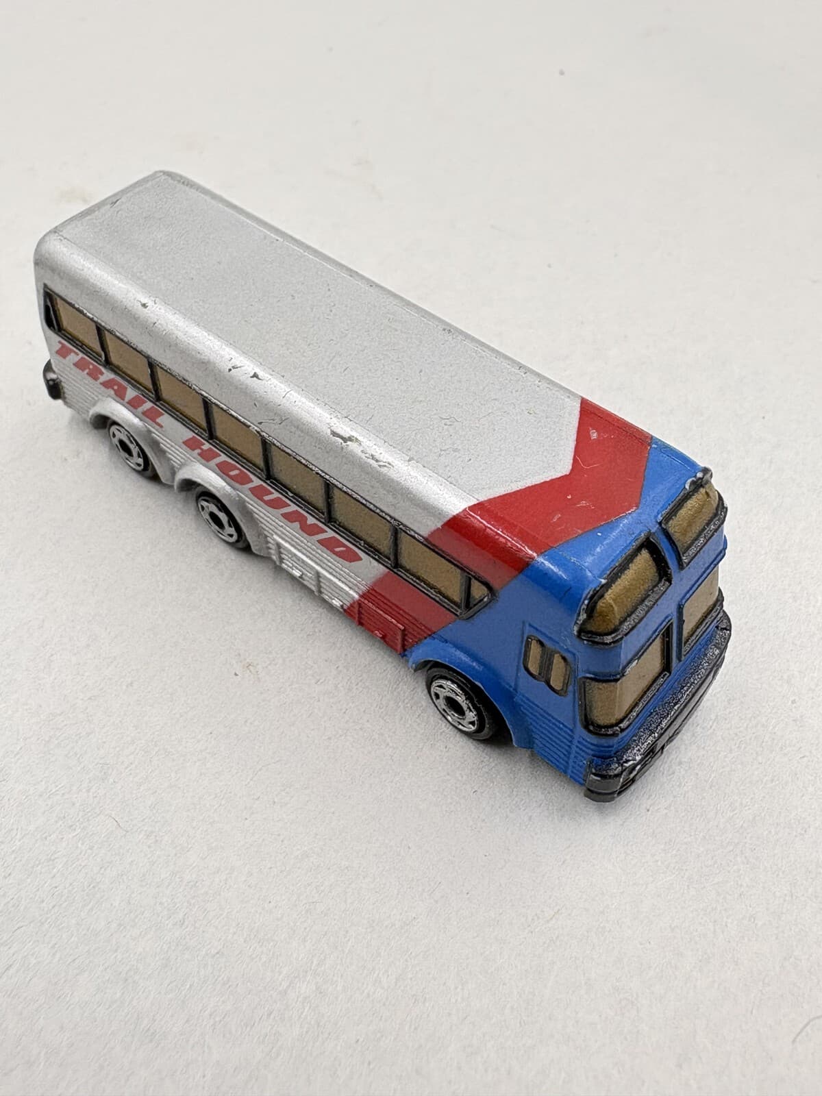 Vintage Galoob Micro Machines Trail Hound Bus Silver Red Blue Loose
